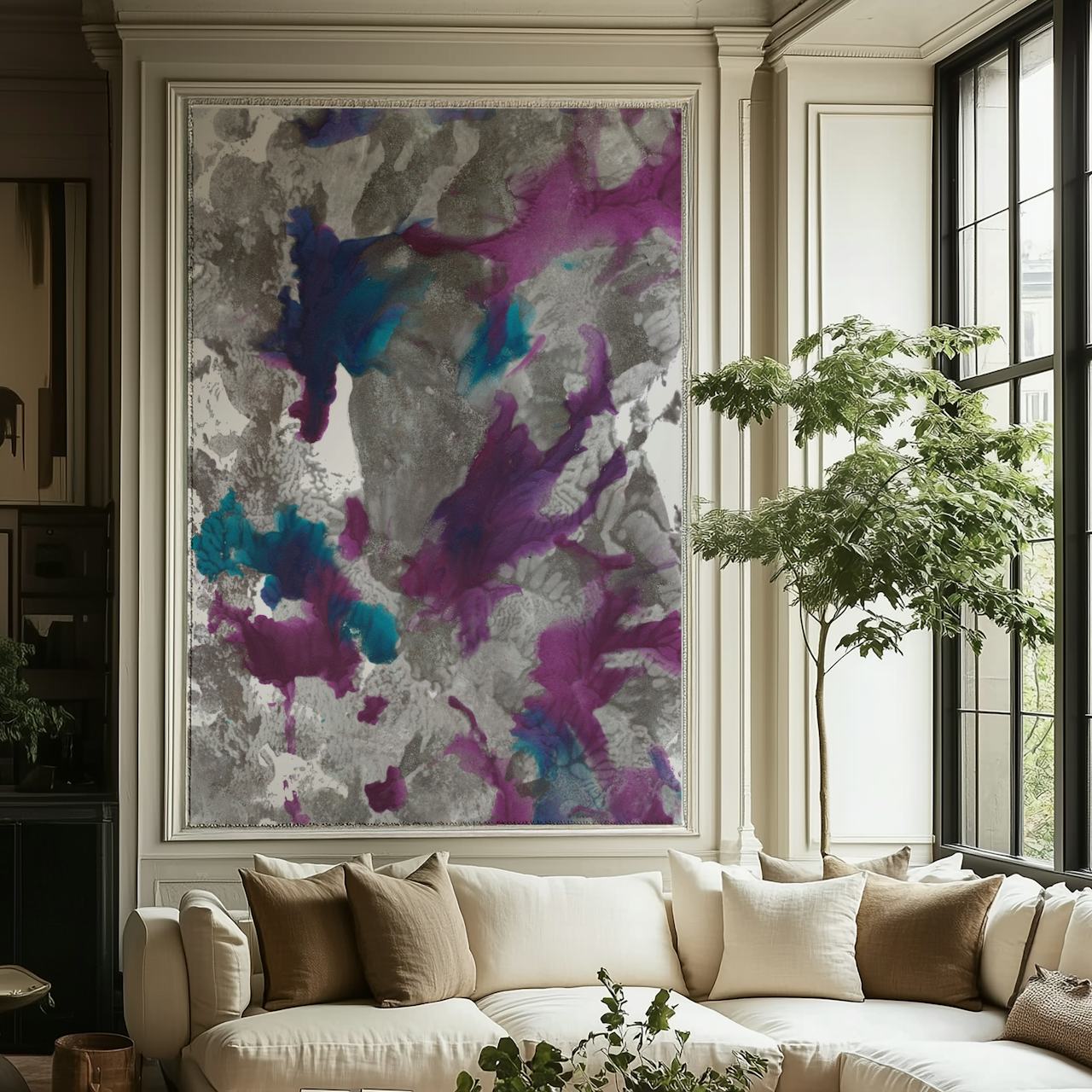 Carta da parati Underwater Ink Marble Dream in una stanza