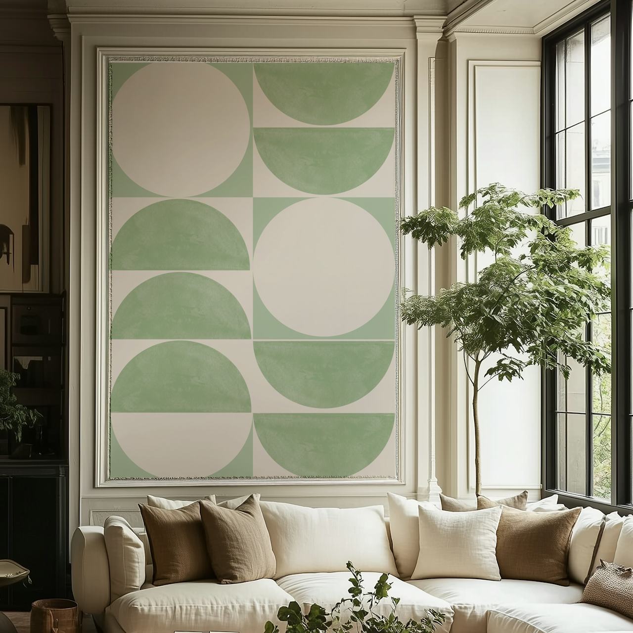 Groen vintage geometrisch behangontwerp