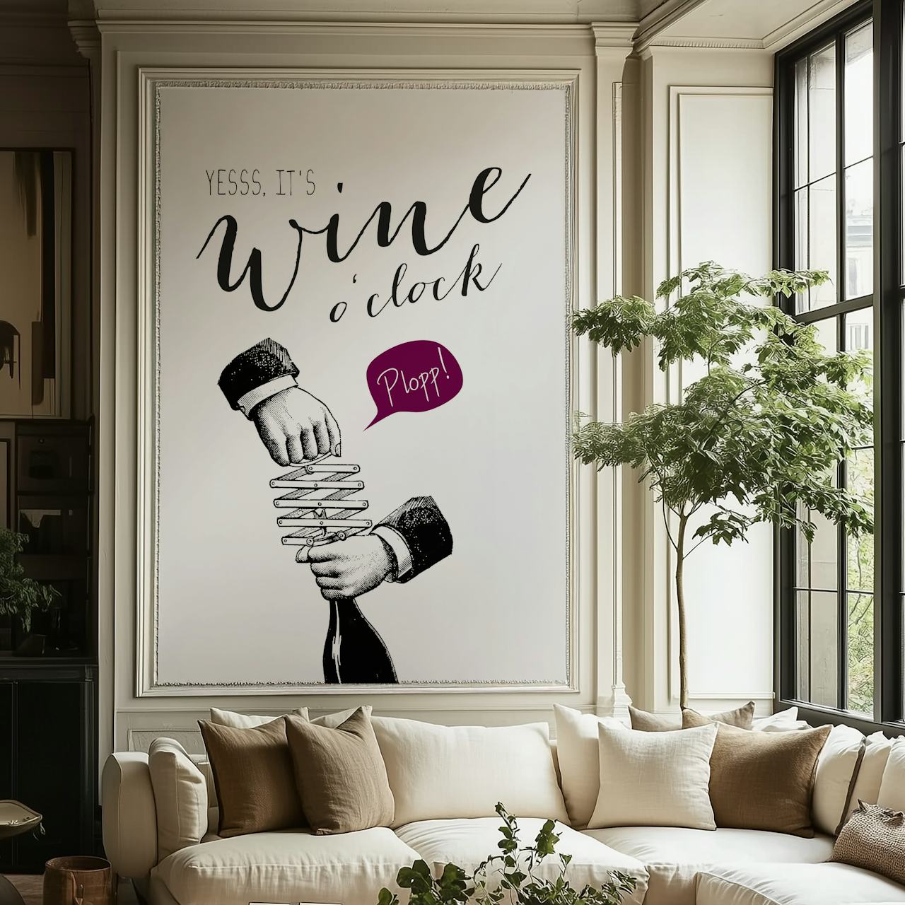 Wine o'clock wallpaper design in a room
