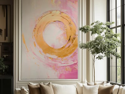 ABSTRACT ART Awakening - pink and golden style