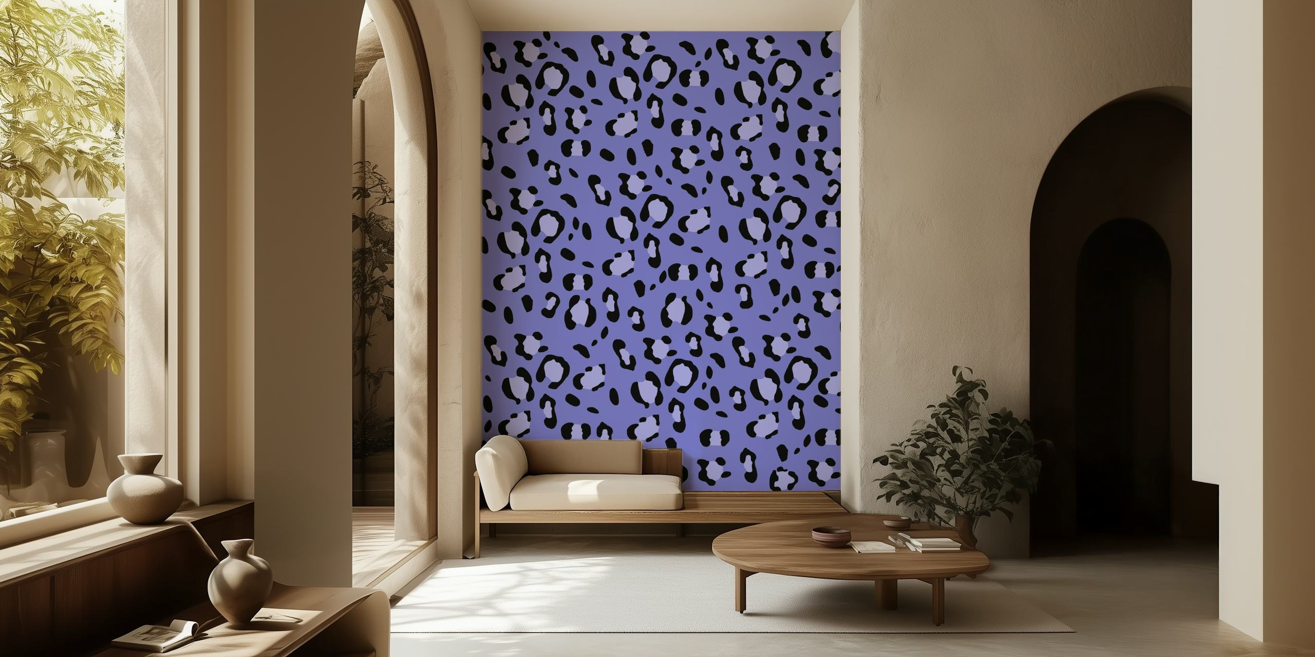 Leopard animal print wallpaper in a room
