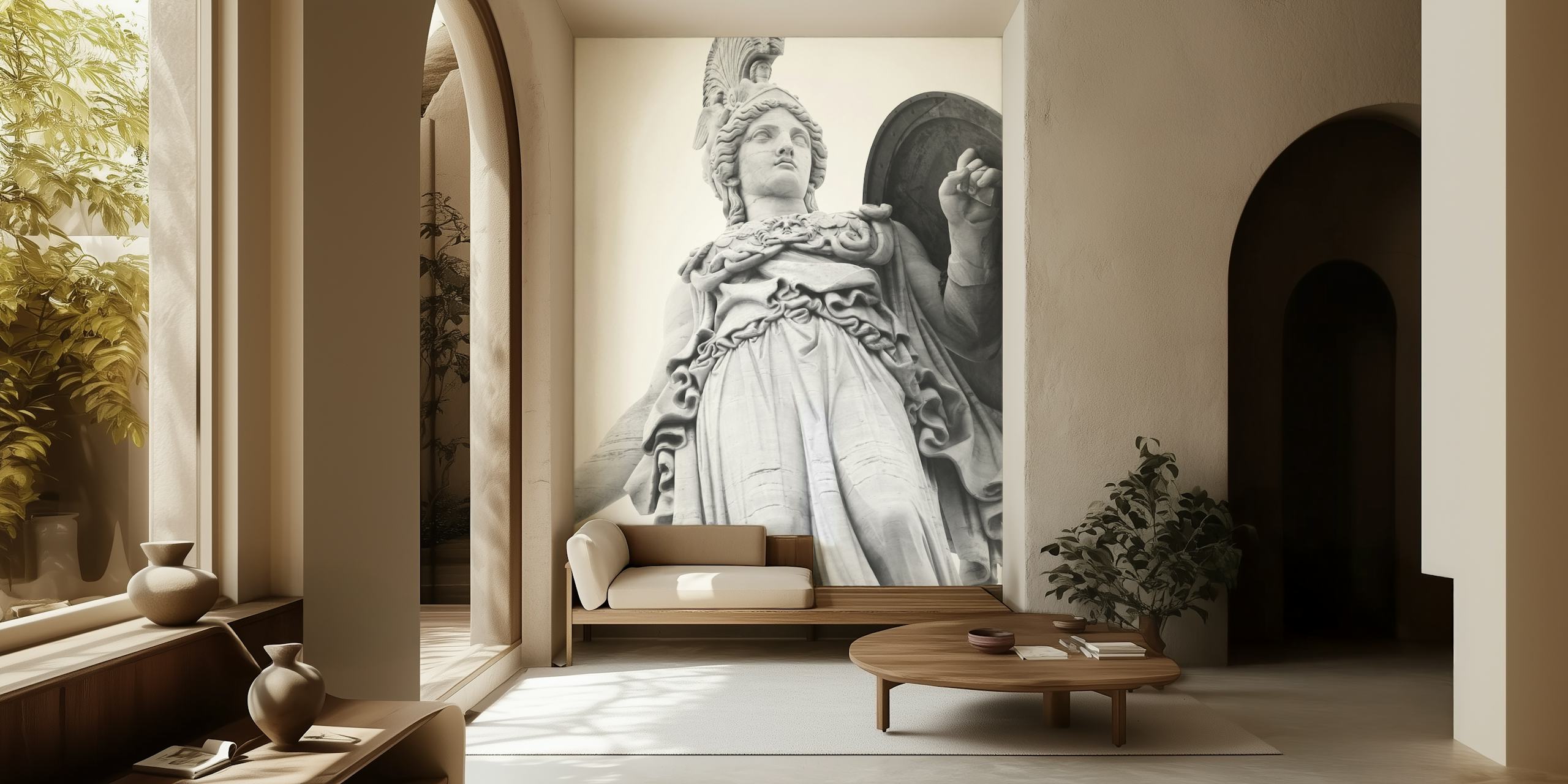 Athena Goddess of Wisdom tapet i ett modernt rum
