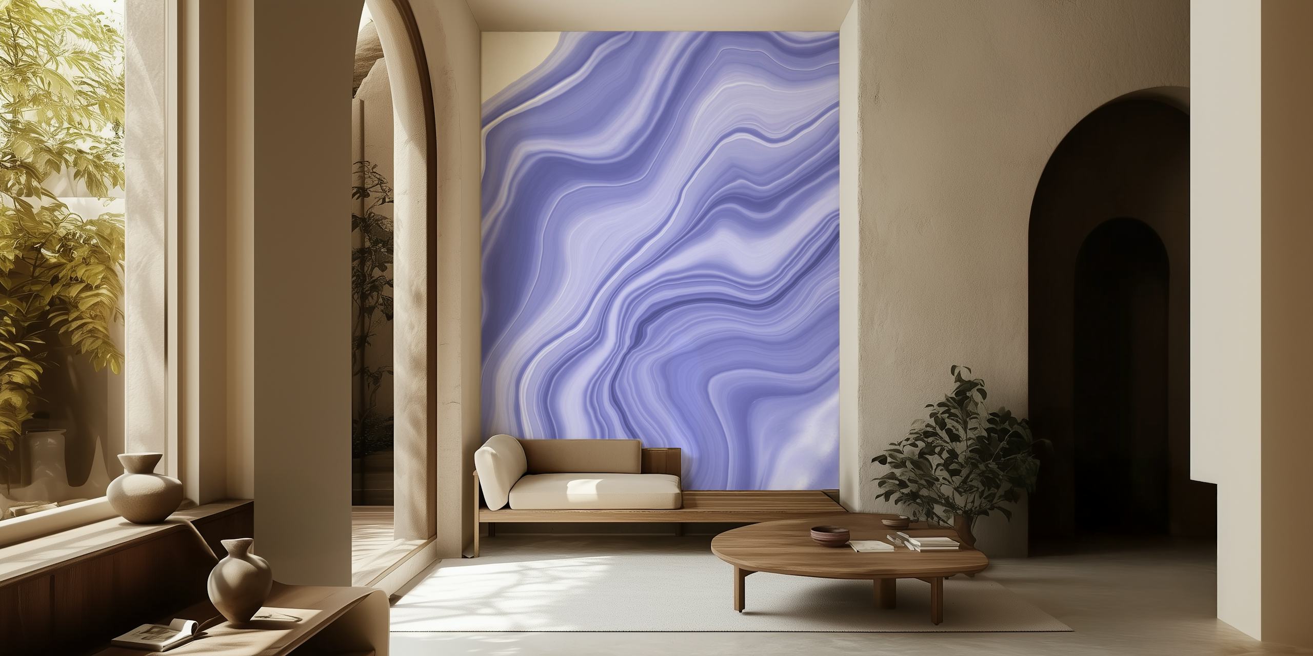 Liquid Very Peri Agate Dream carta da parati in una stanza