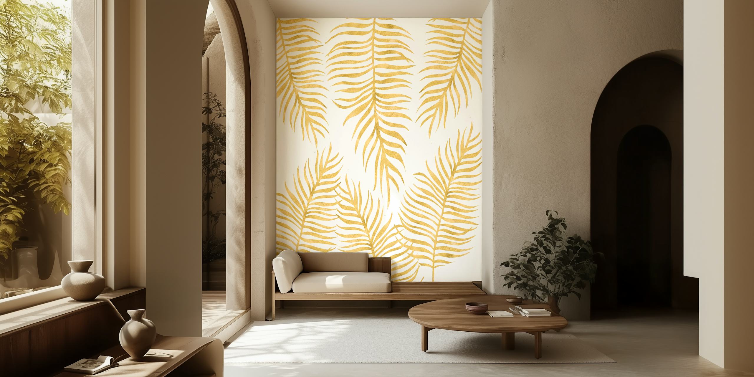 Immagine del design della carta da parati Fern Pattern Gold di Happywall