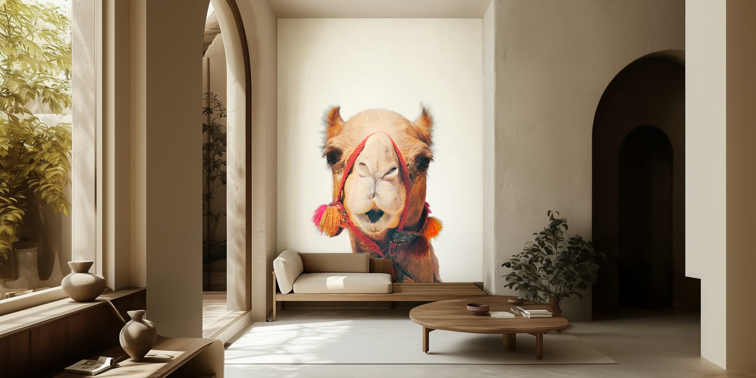 Camel wallpaper in a stylish room
