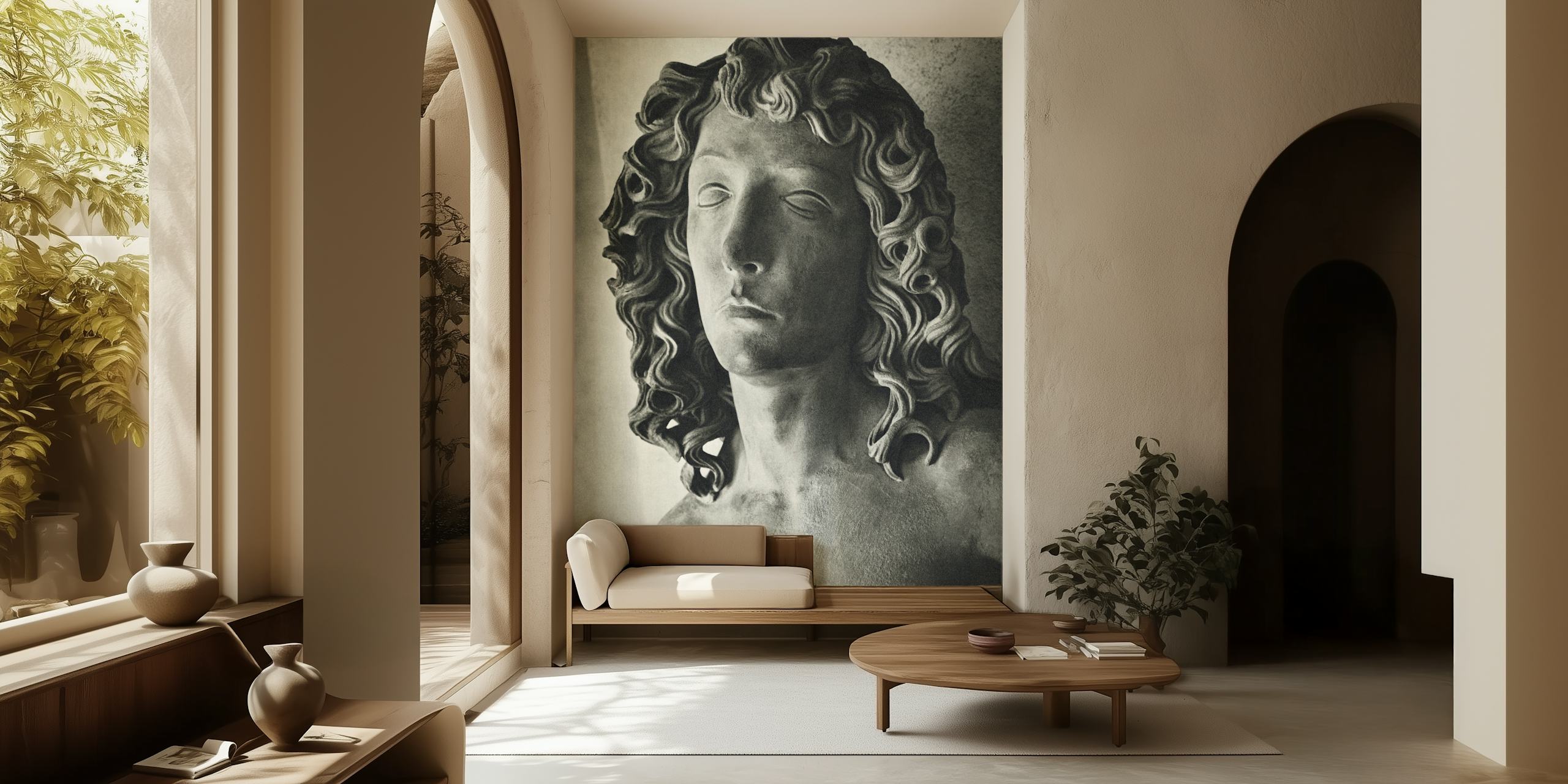 Ancient Face tapet i et stilig rom