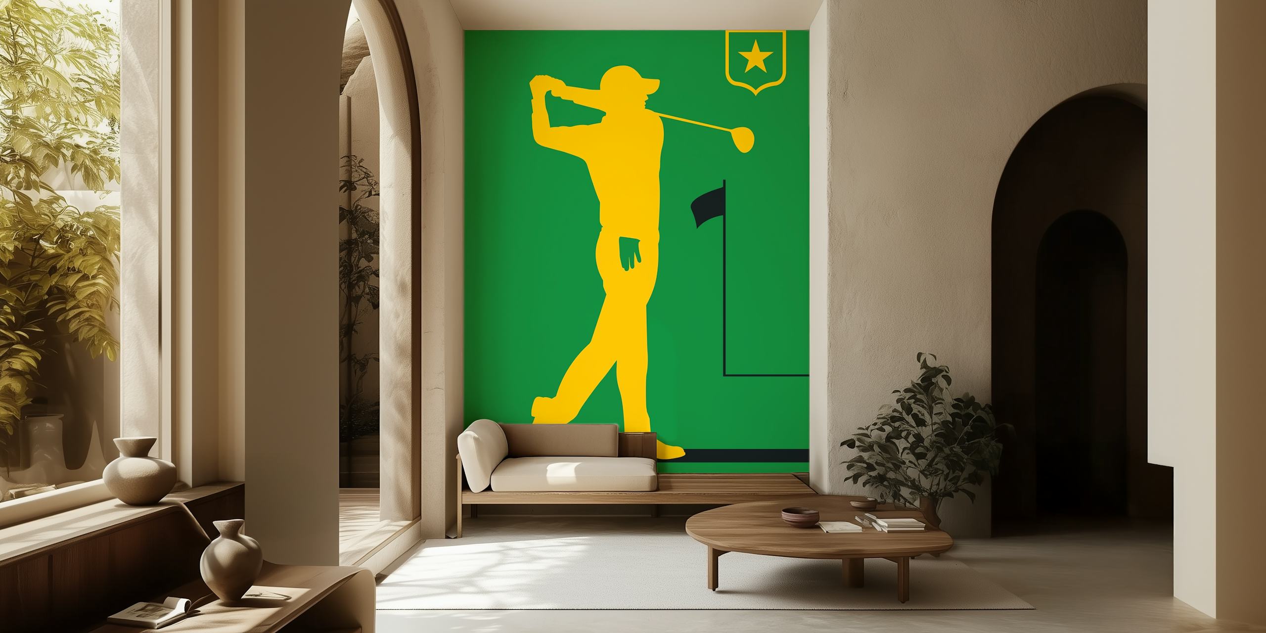 Golfer Green wallpaper in a modern room