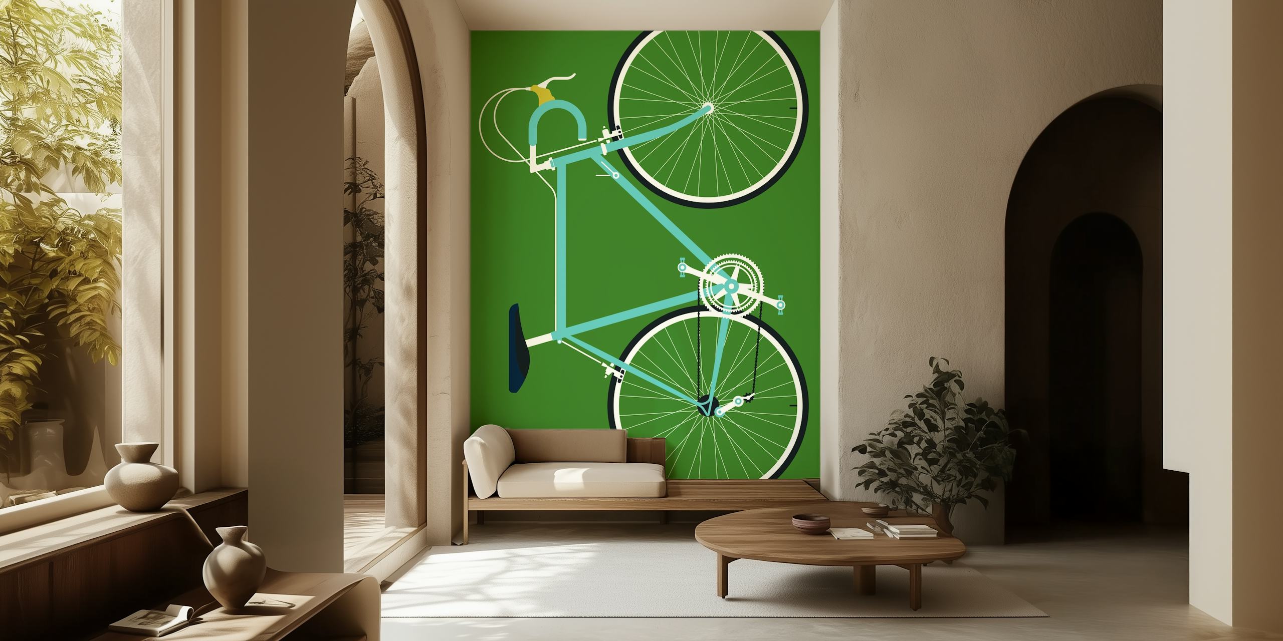 Green Bianchi racing bike graphic wallpaper
