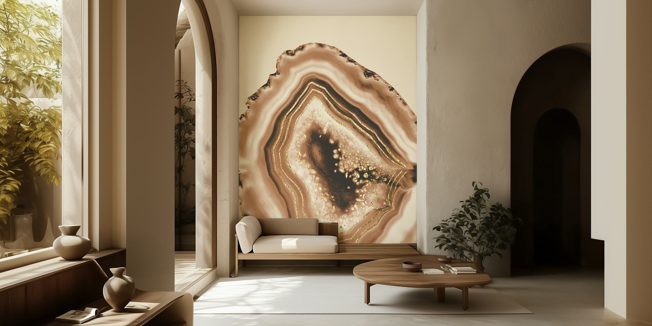 Soft brown agate wallpaper design in a room