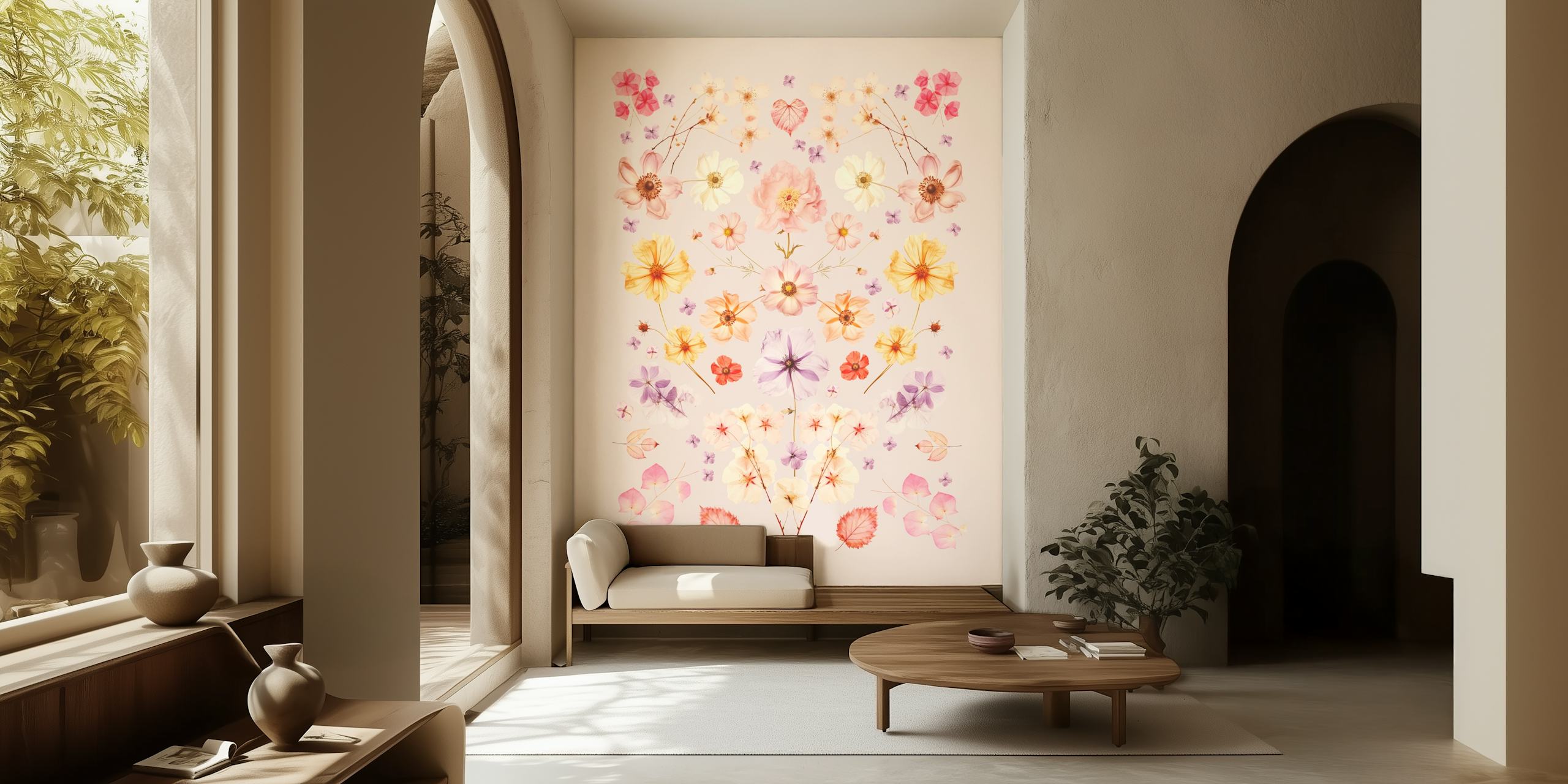 Pressed Flower Garden Beige Blush σε ένα δωμάτιο