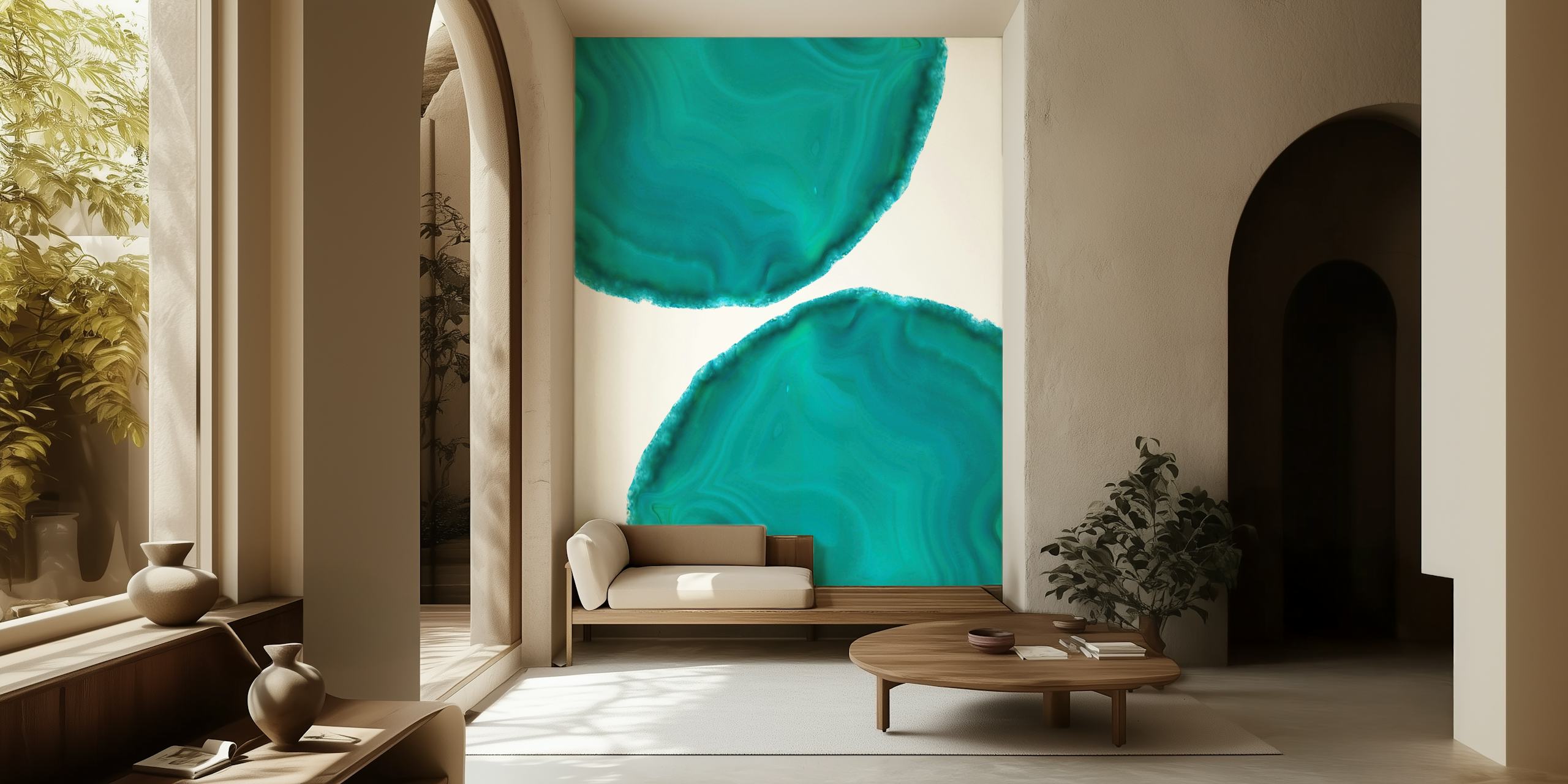 Turquoise agate patterns on a white background wallpaper