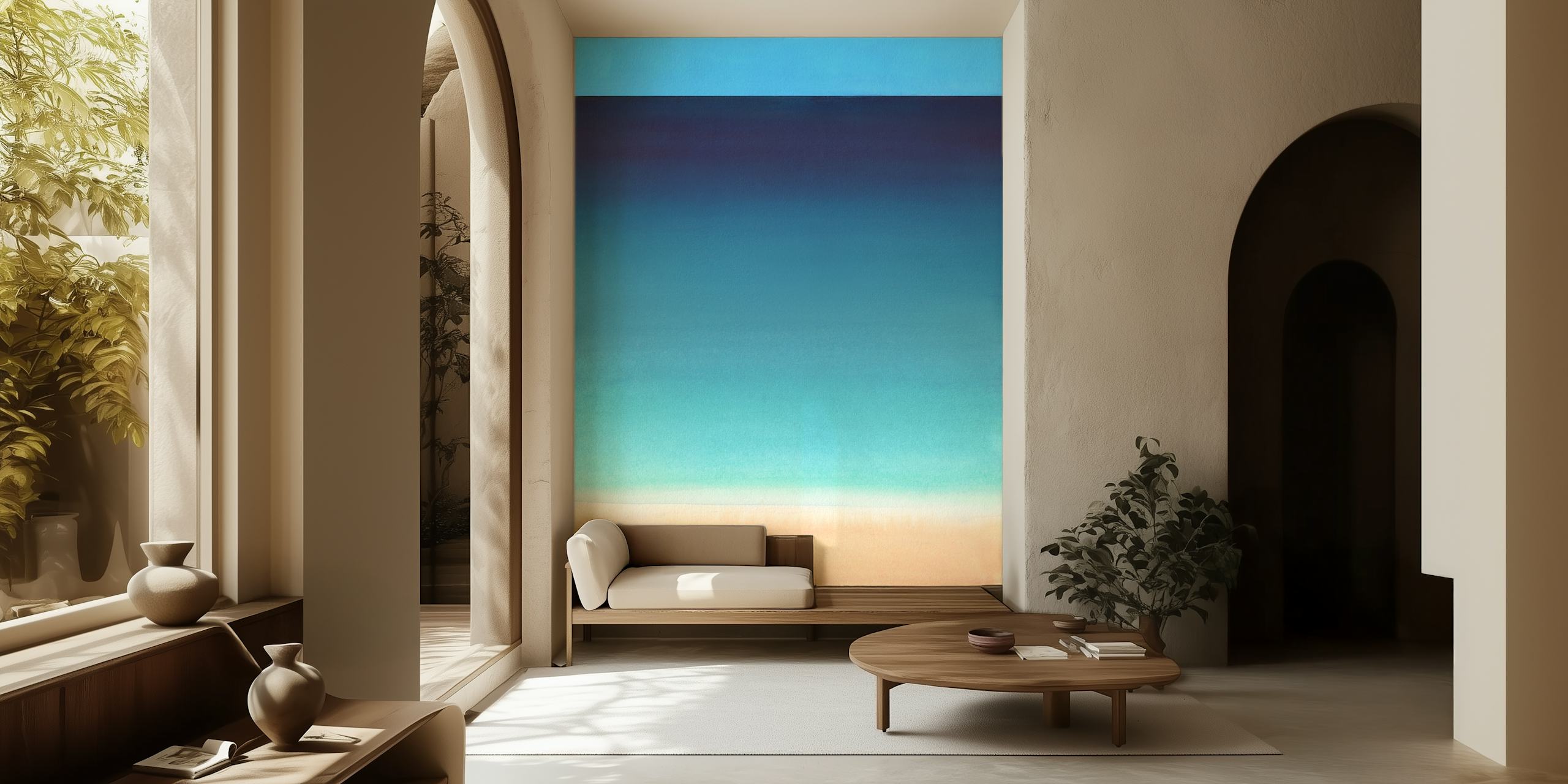 Gradient blue and aqua wallpaper in watercolor style