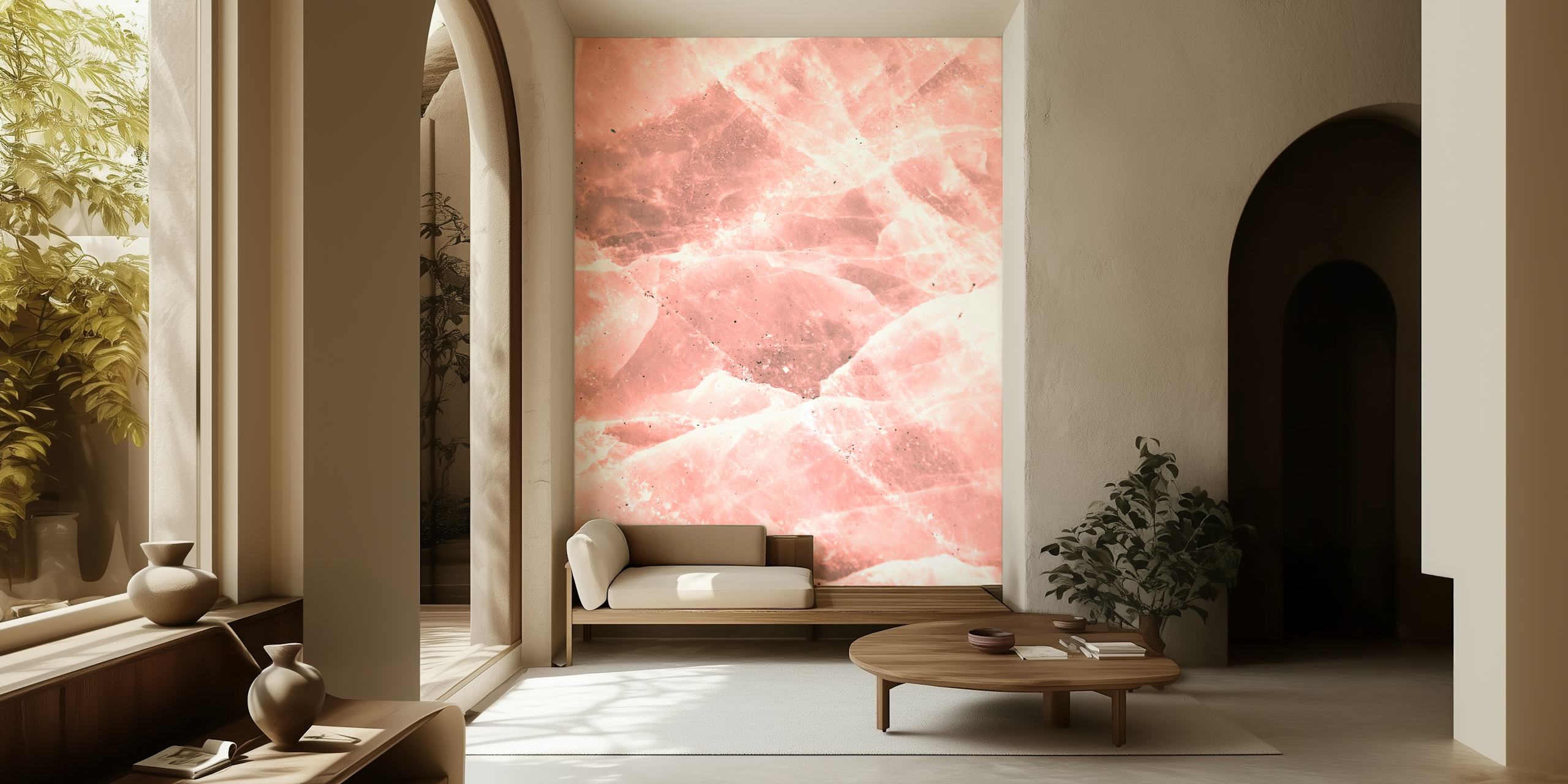 Abstract rose quartz pattern with pink and white hues wallpaper