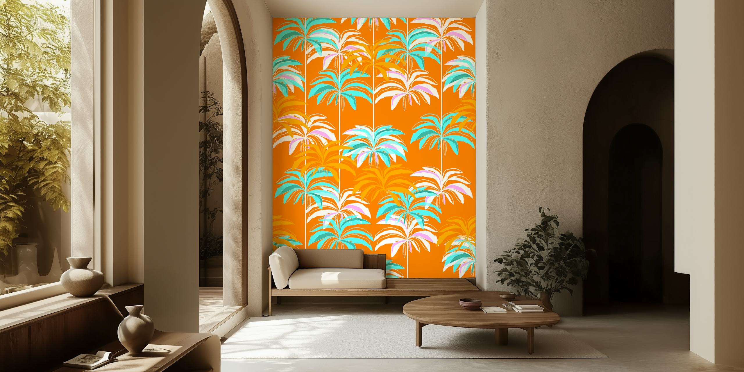 Tropical Palm Springs Escape wallpaper in a room