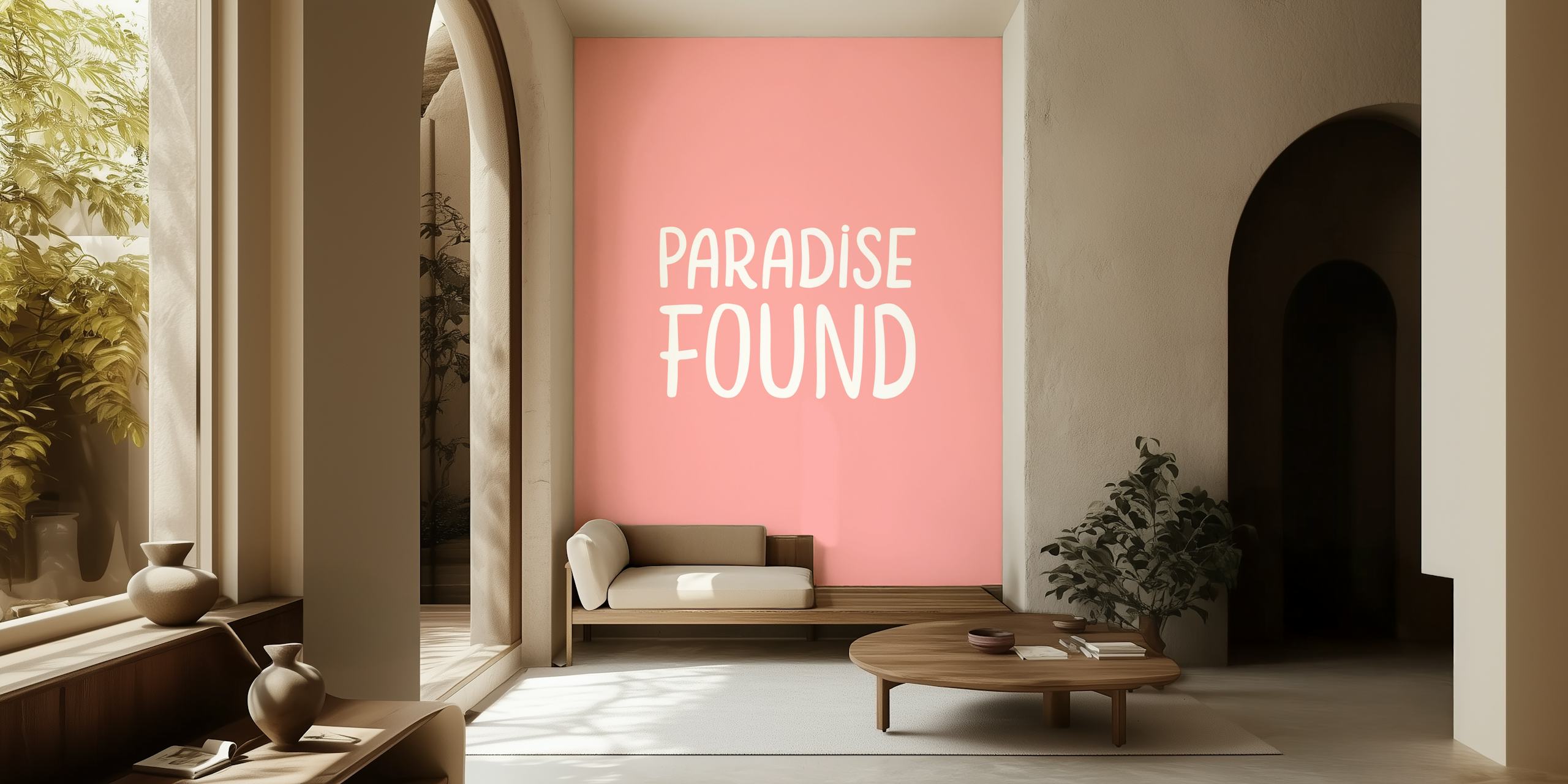 Paradise Found Text Art Coral tapeta v pokoji
