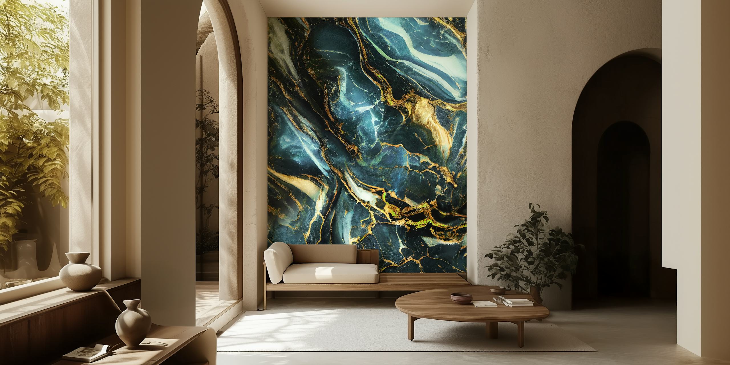 Luxurious blue marble wallpaper huoneessa