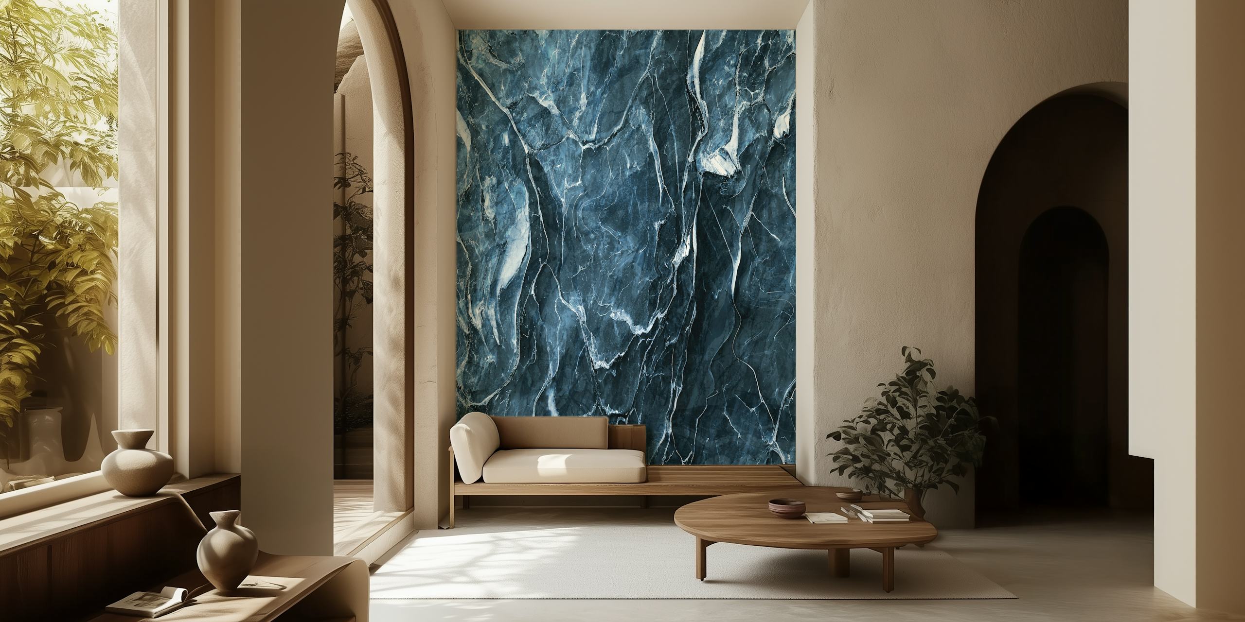 Carta da parati Midnight Marble Elegance in una stanza