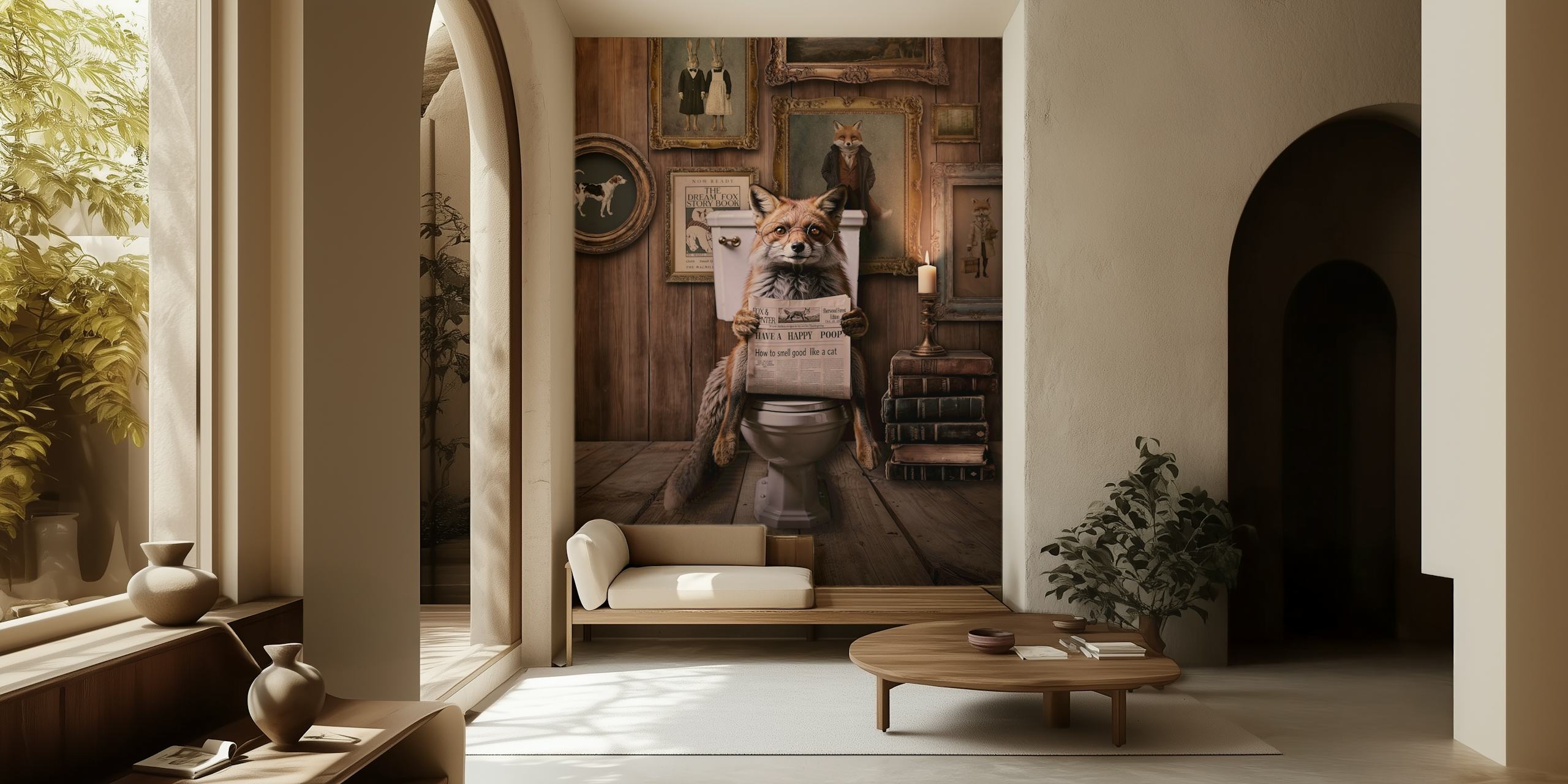 Papel tapiz Vintage Fox Story Time en la habitación