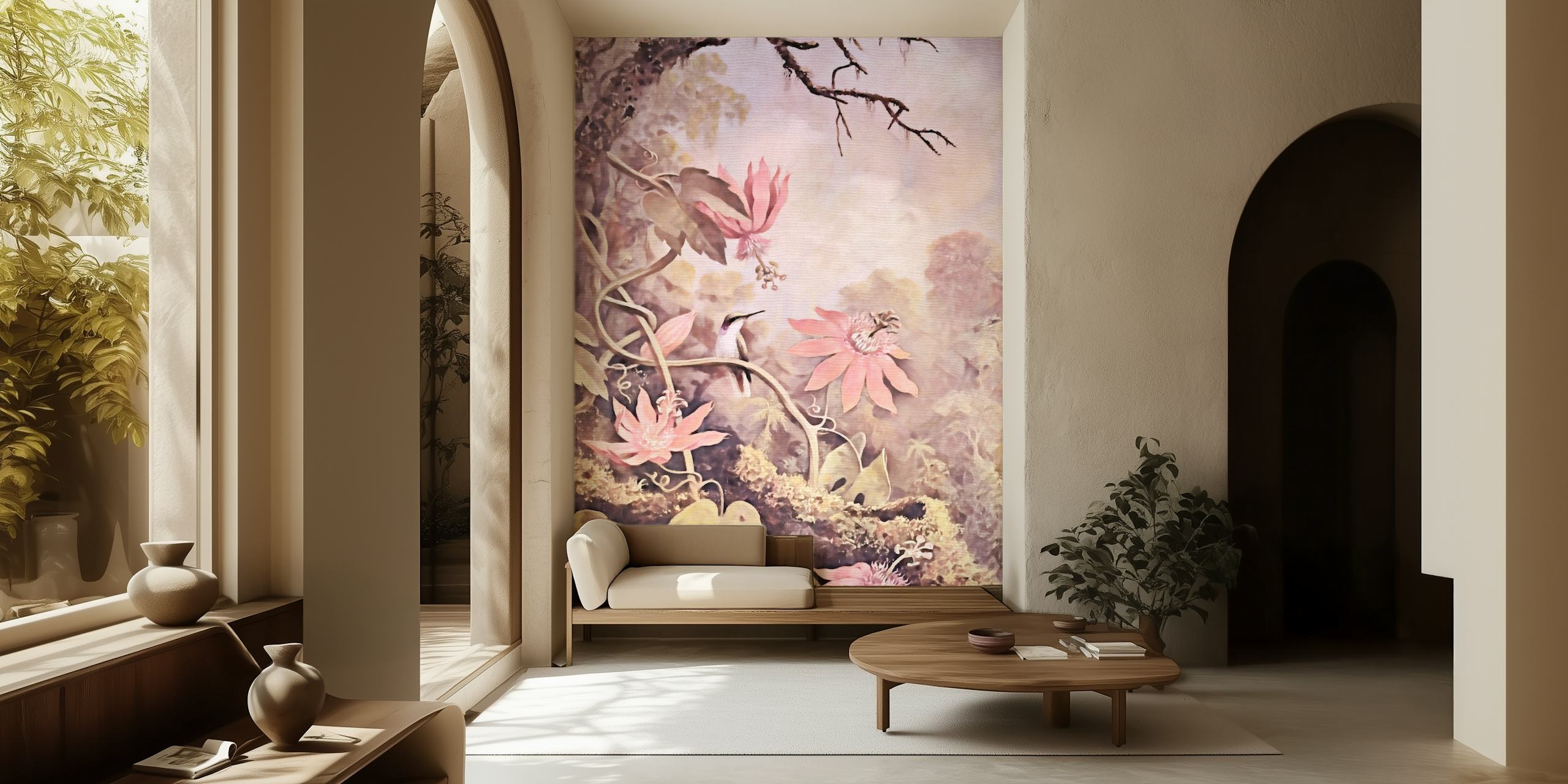 Pastel Botanic Bliss wallpaper design in a room