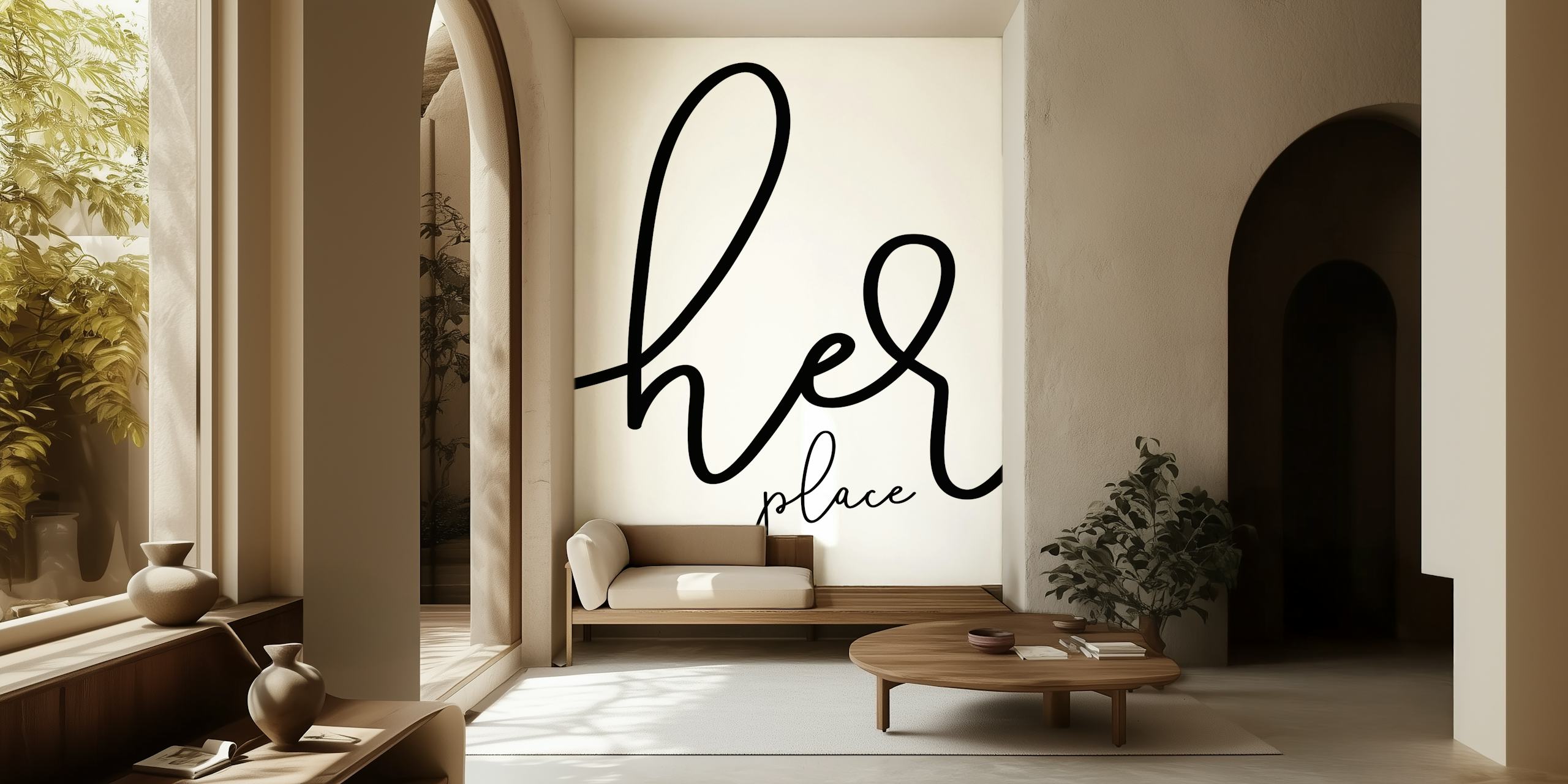 Her place design della carta da parati in una stanza