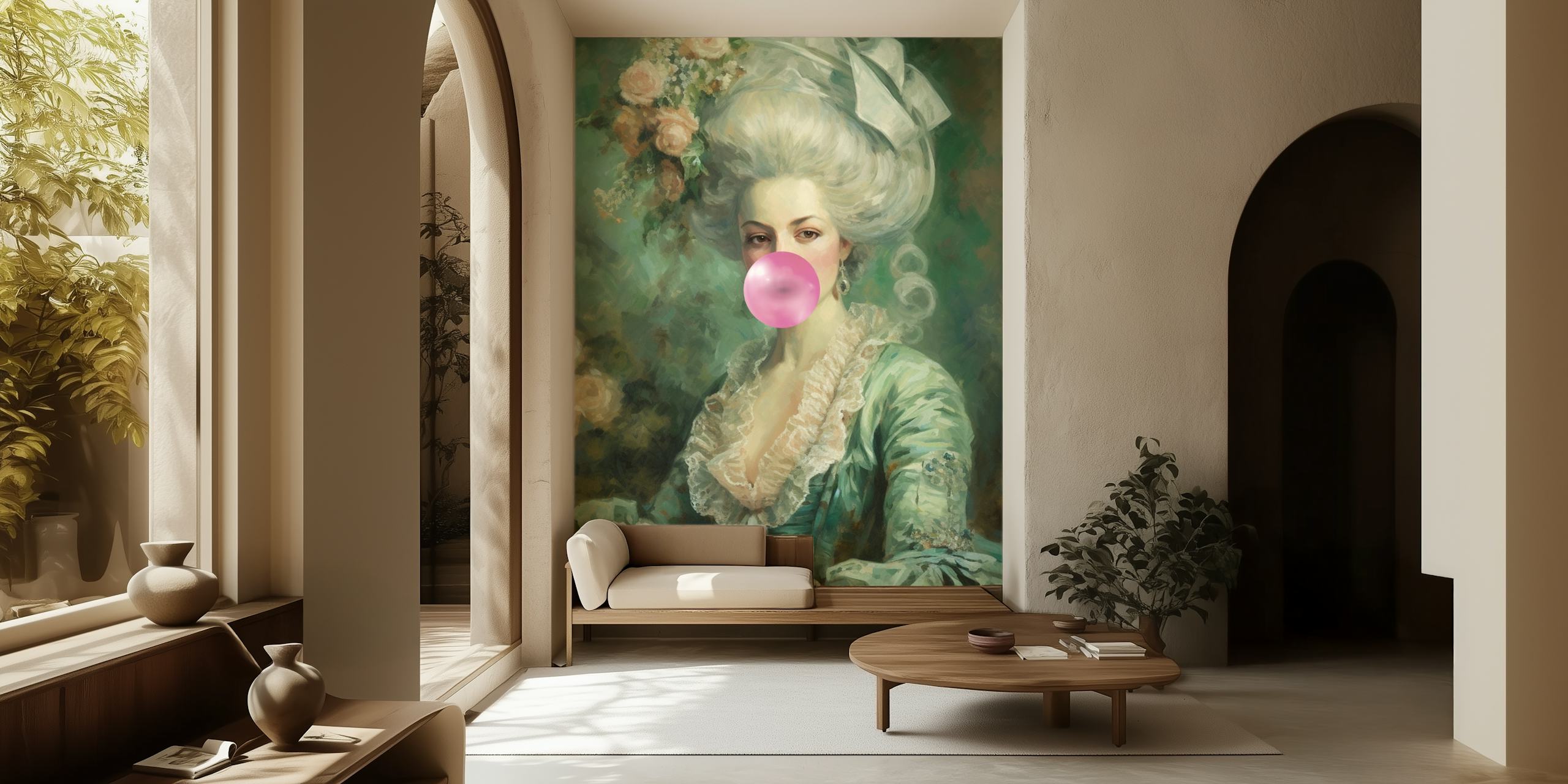 Marie Antoinette portrait wallpaper in a room