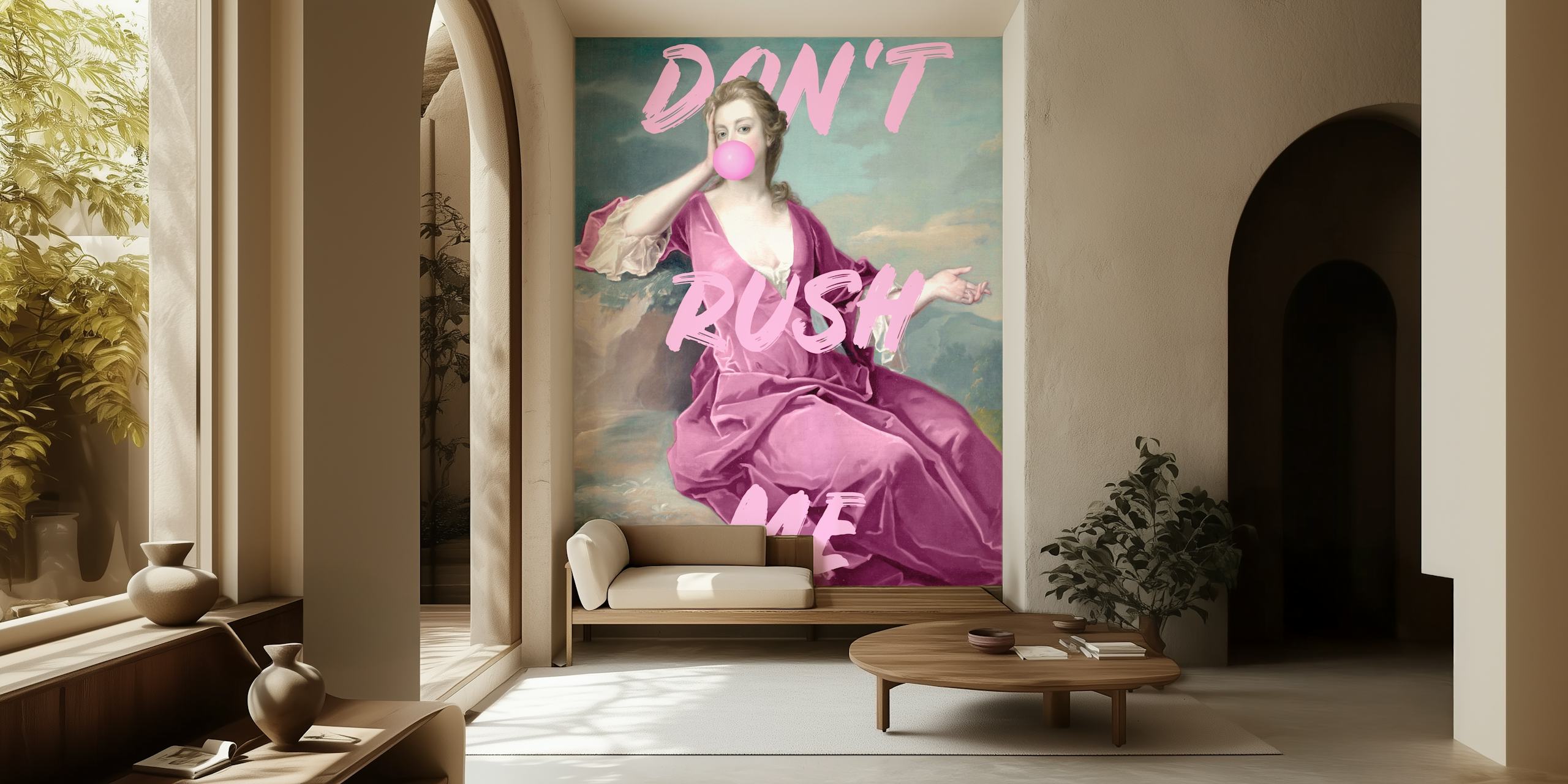 Bubblegum Lady -tapetti esillä huoneessa
