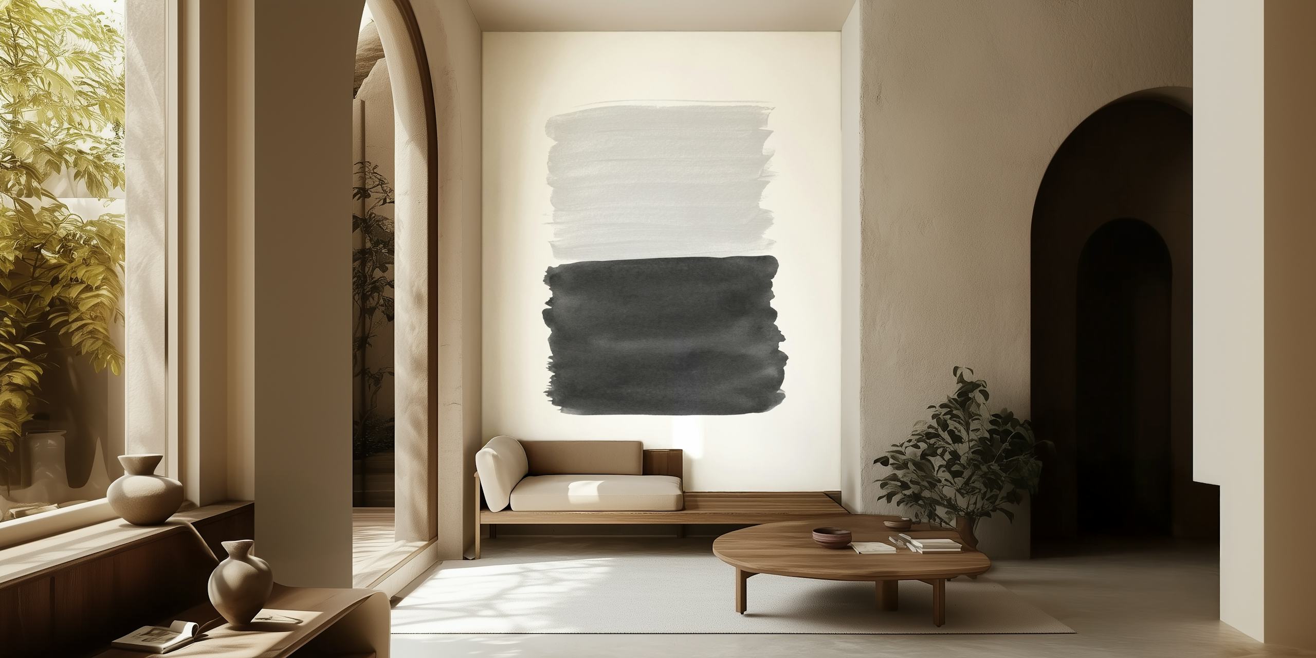 Gray og Black abstrakt tapet i et rum