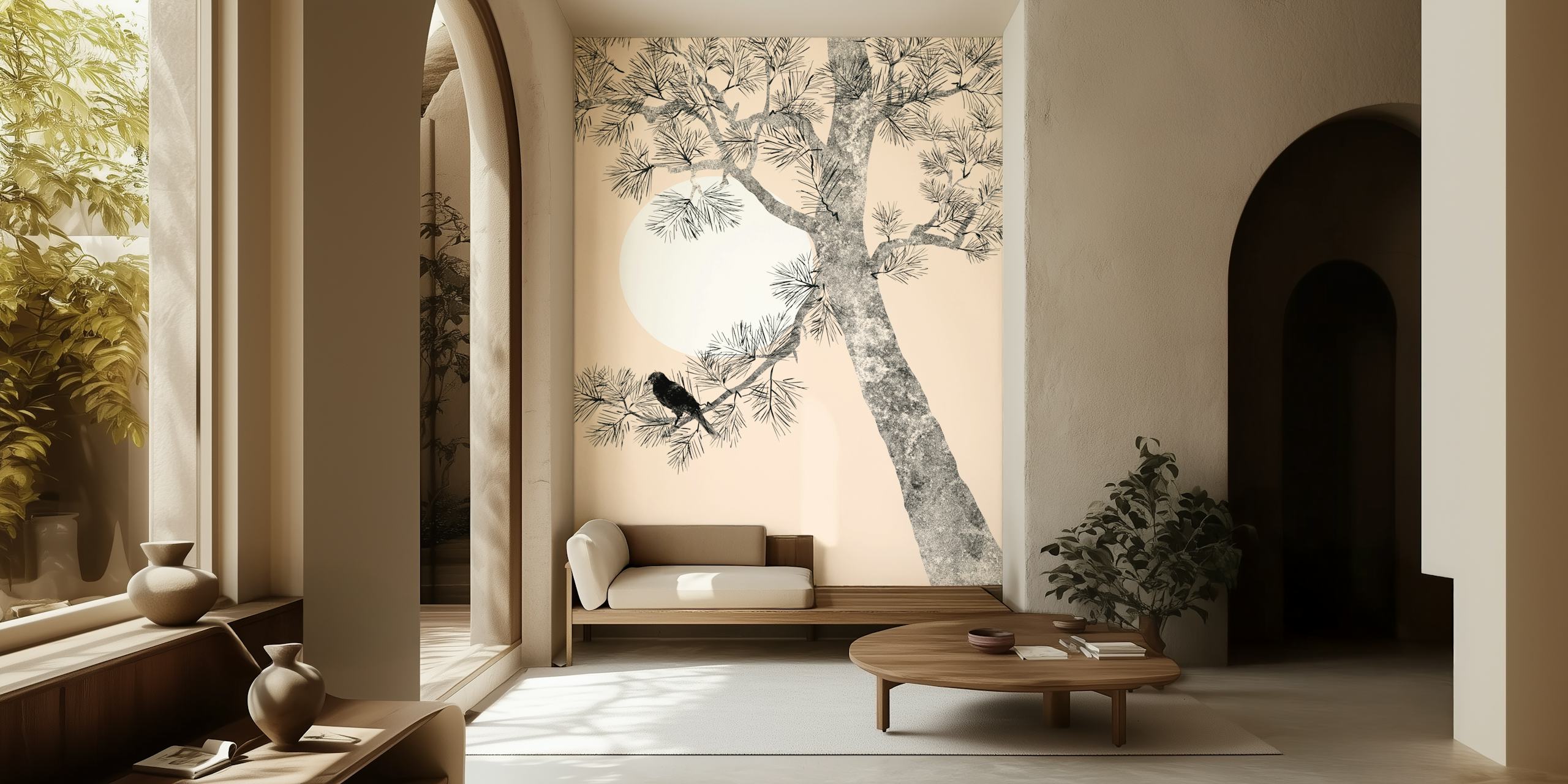 Papel de parede Moonlit Pine Elegance em um quarto