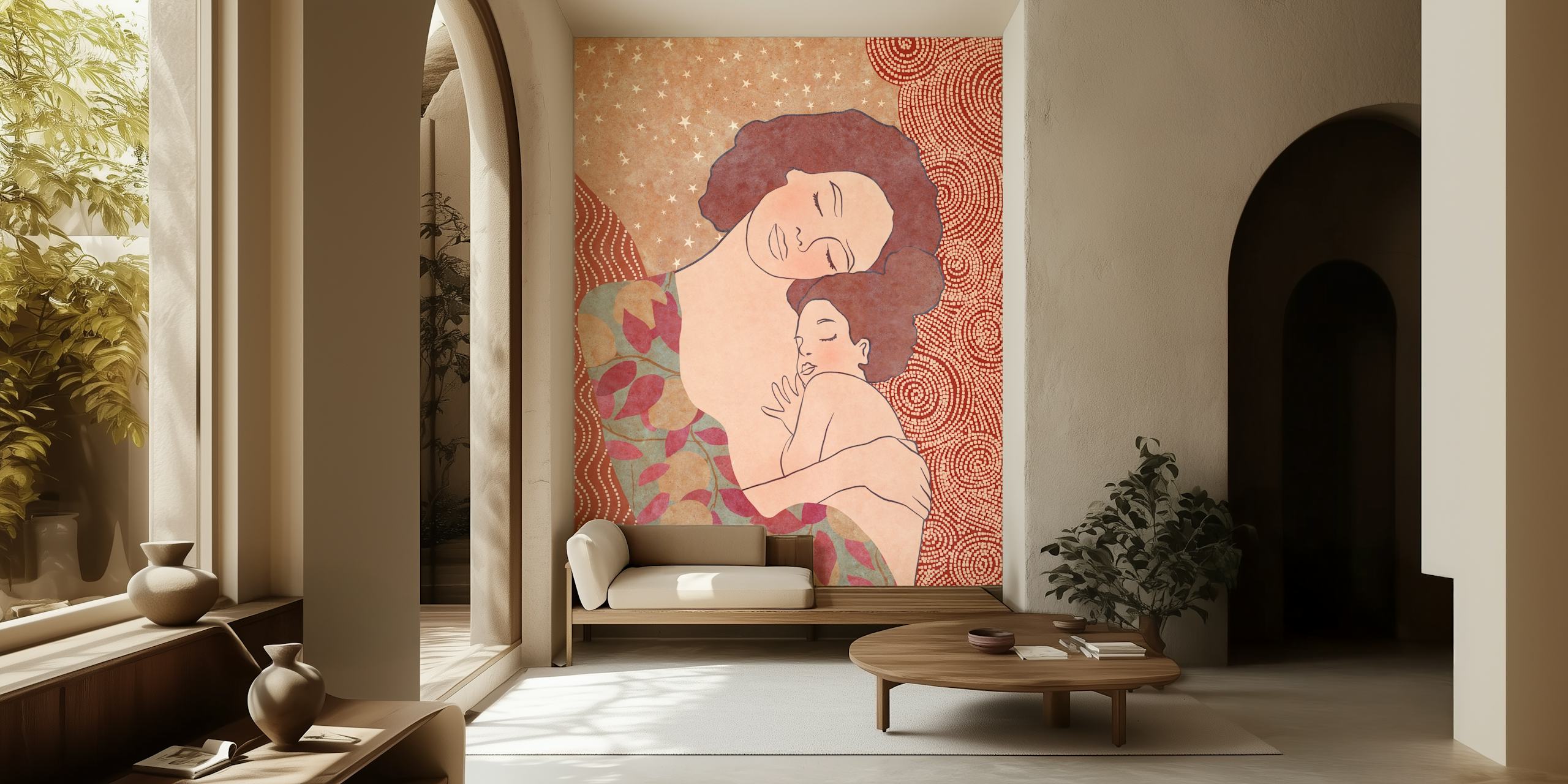 Design della carta da parati Mother And Daughter in una stanza