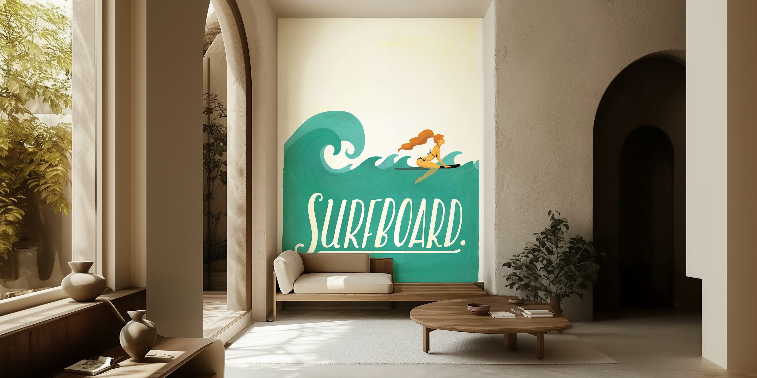 Stunning Surfboard en Surf Muurverf Wallpaper