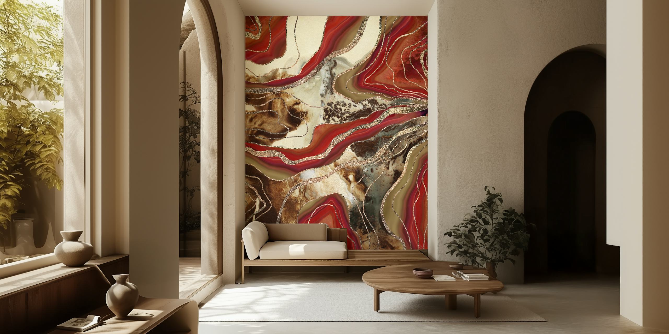 papel pintado Liquid Marble Agate Glam en una habitación