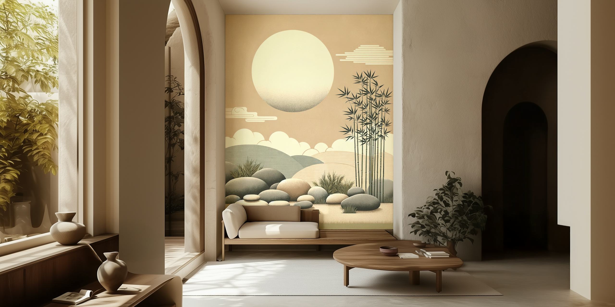 Minimalist Zen Garden wallpaper in a room