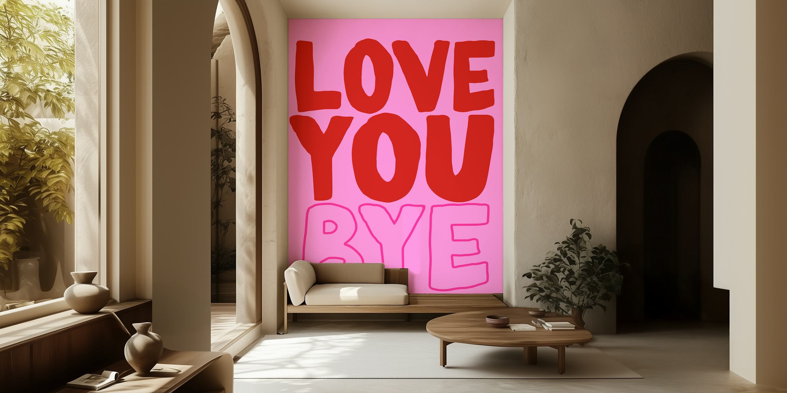 Love You Bye Pink tapet i ett rum