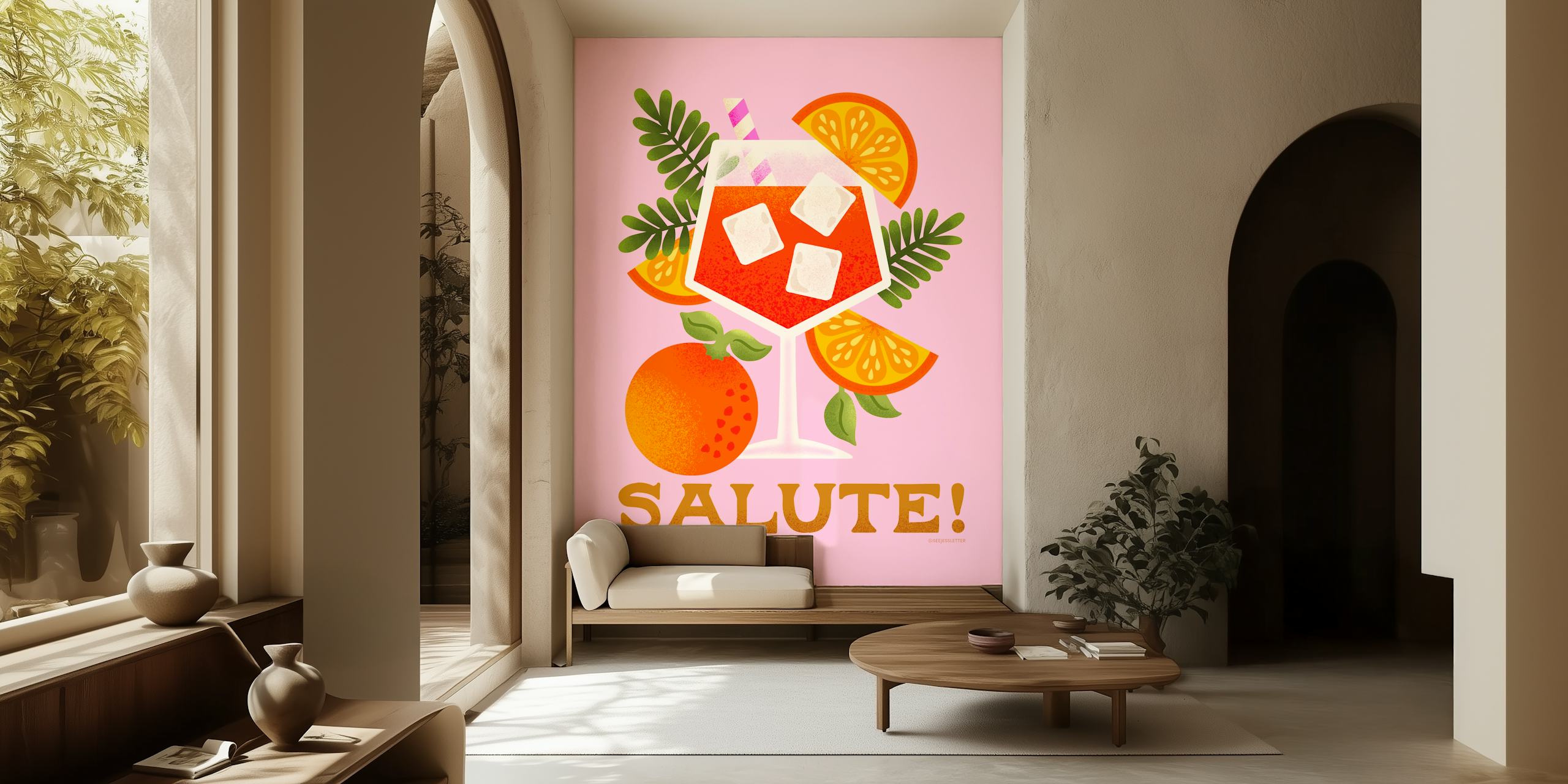Vibrant Orange Spritz behangontwerp