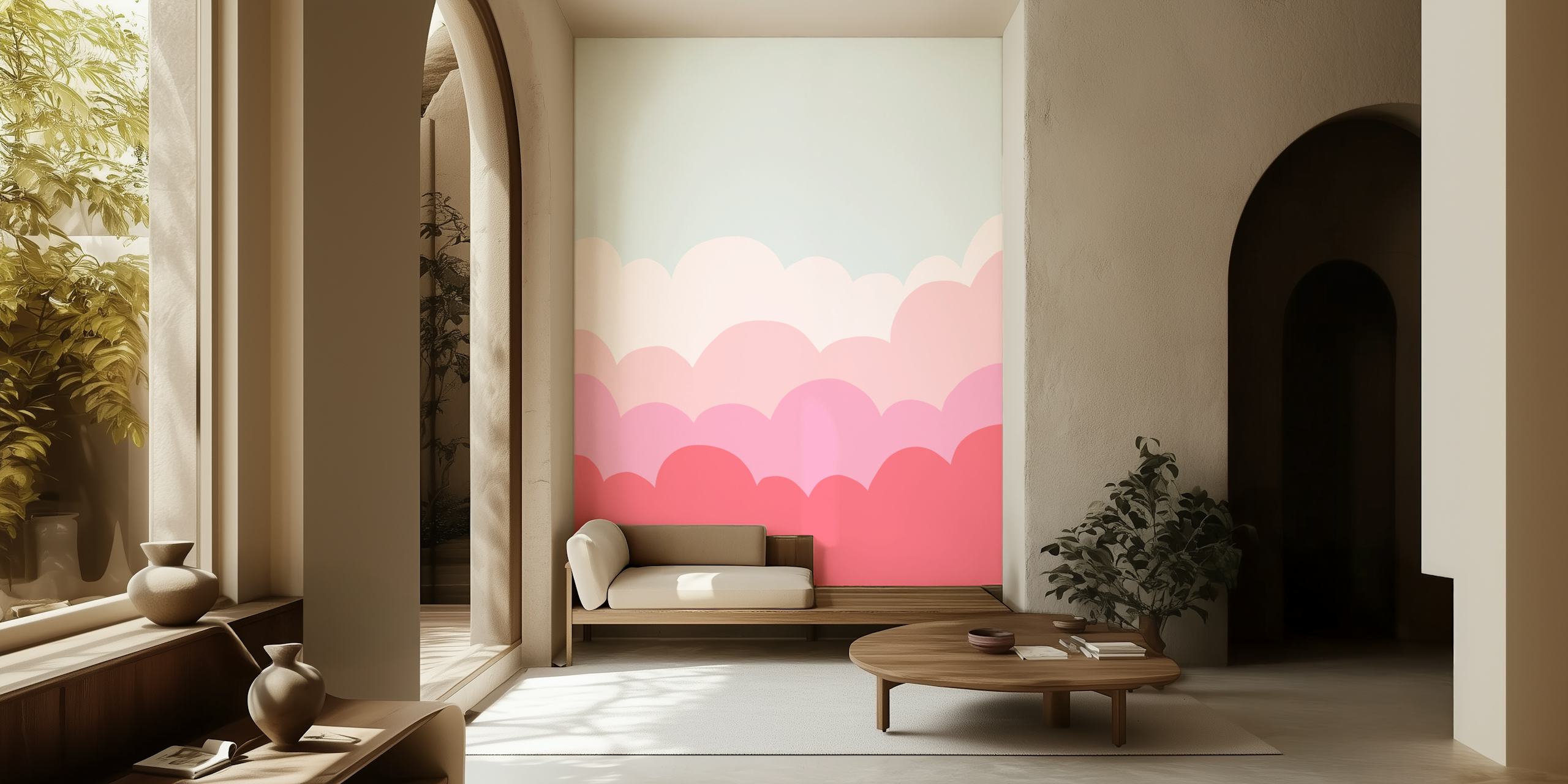 papel de parede Pink Clouds em um quarto