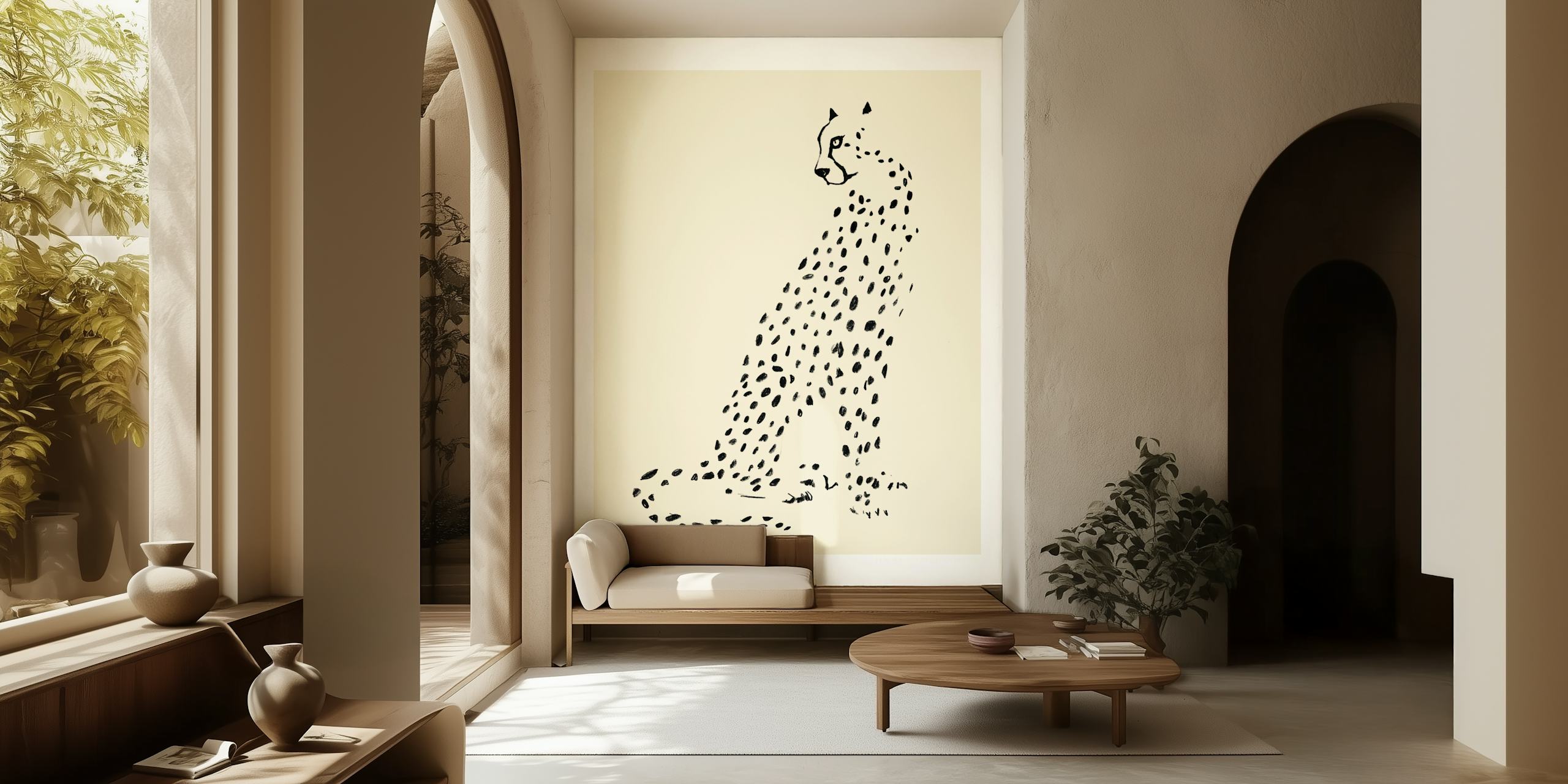 Papel pintado Pandc Leopard mostrado en una habitación
