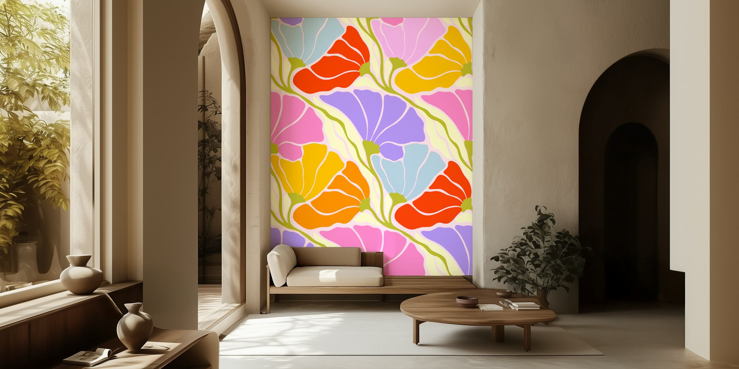 Nouveau Fan Floral Dance wallpaper in a room