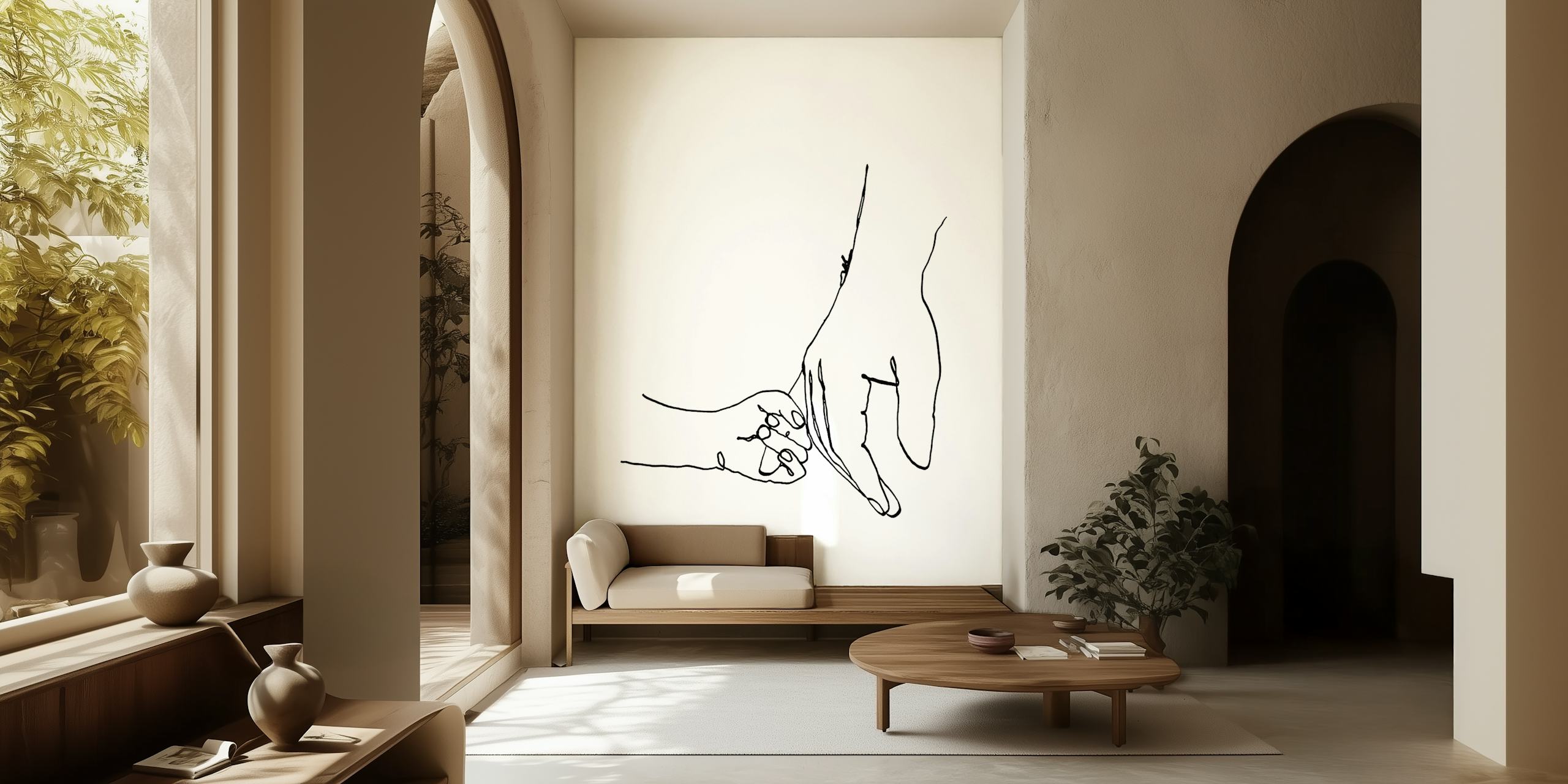 Line Art de mãos de bebê segurando uma mão adulta