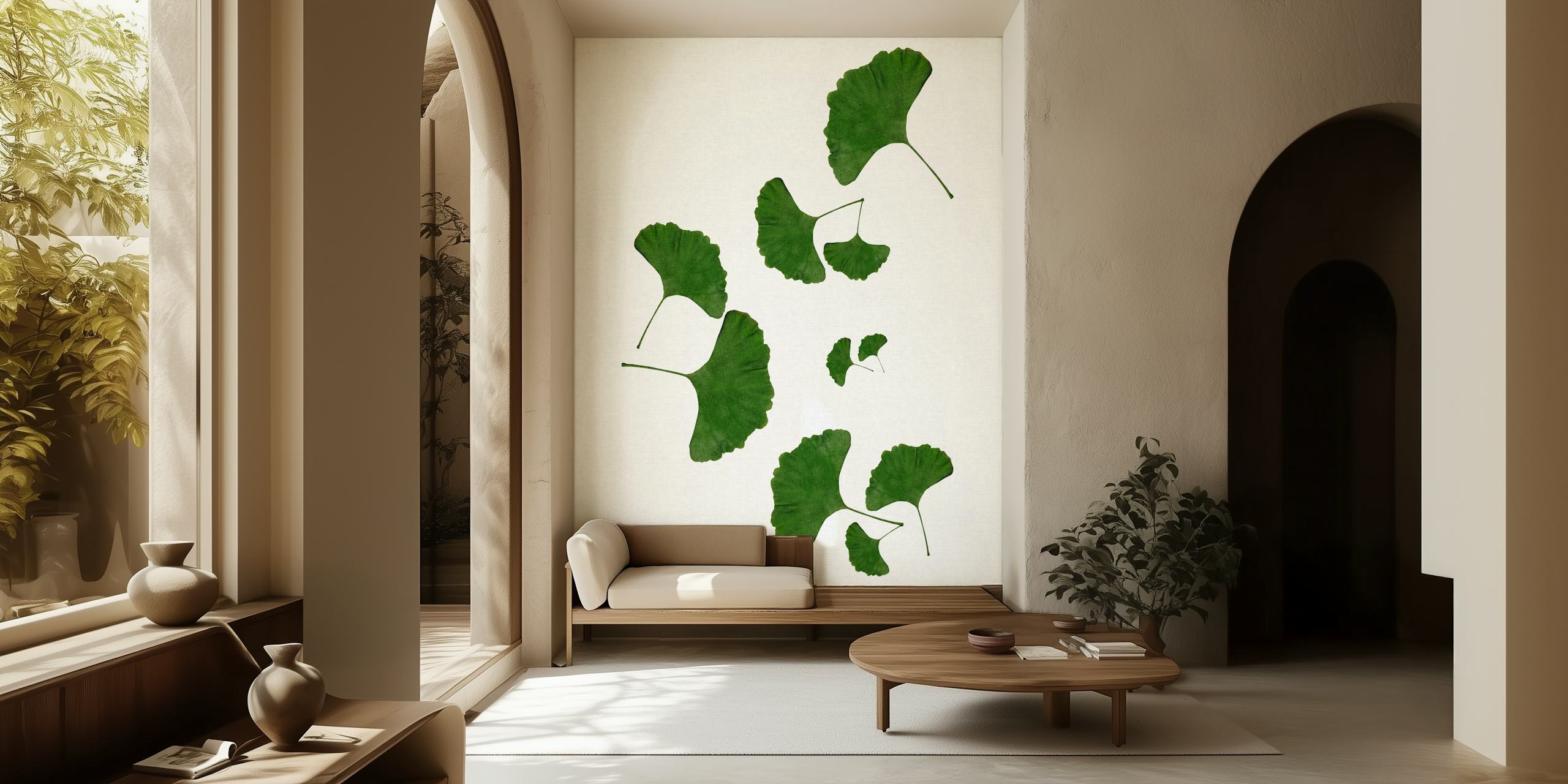 Ginkgo Leaf I papel de parede em um cômodo