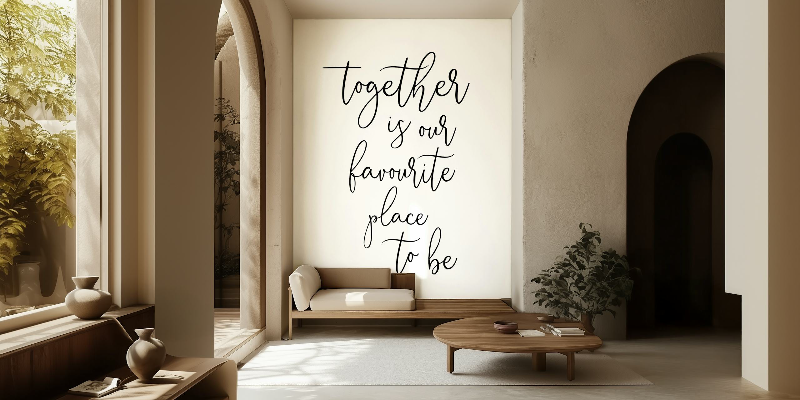 Muurkunst met de zin Together is our favourite place to be