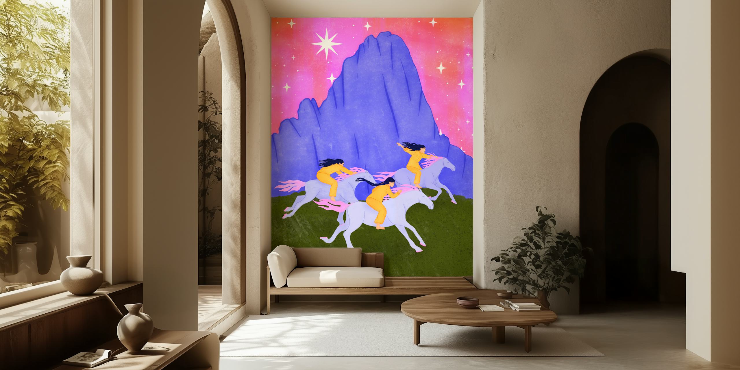 Papier peint Galloping Under Stars dans une pièce