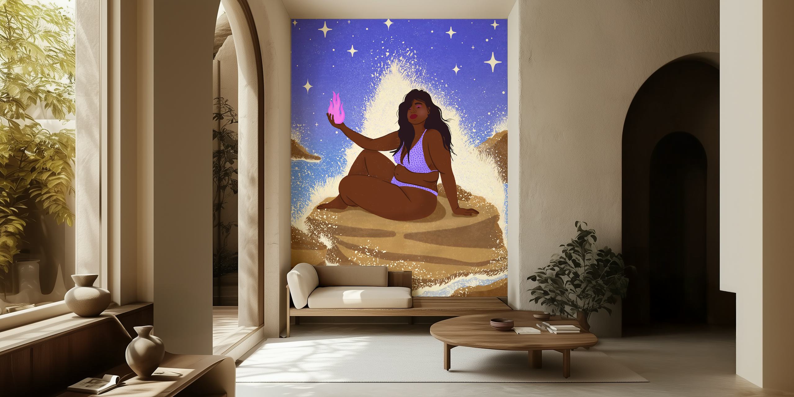 Starlit Mermaid-behang in een kamer