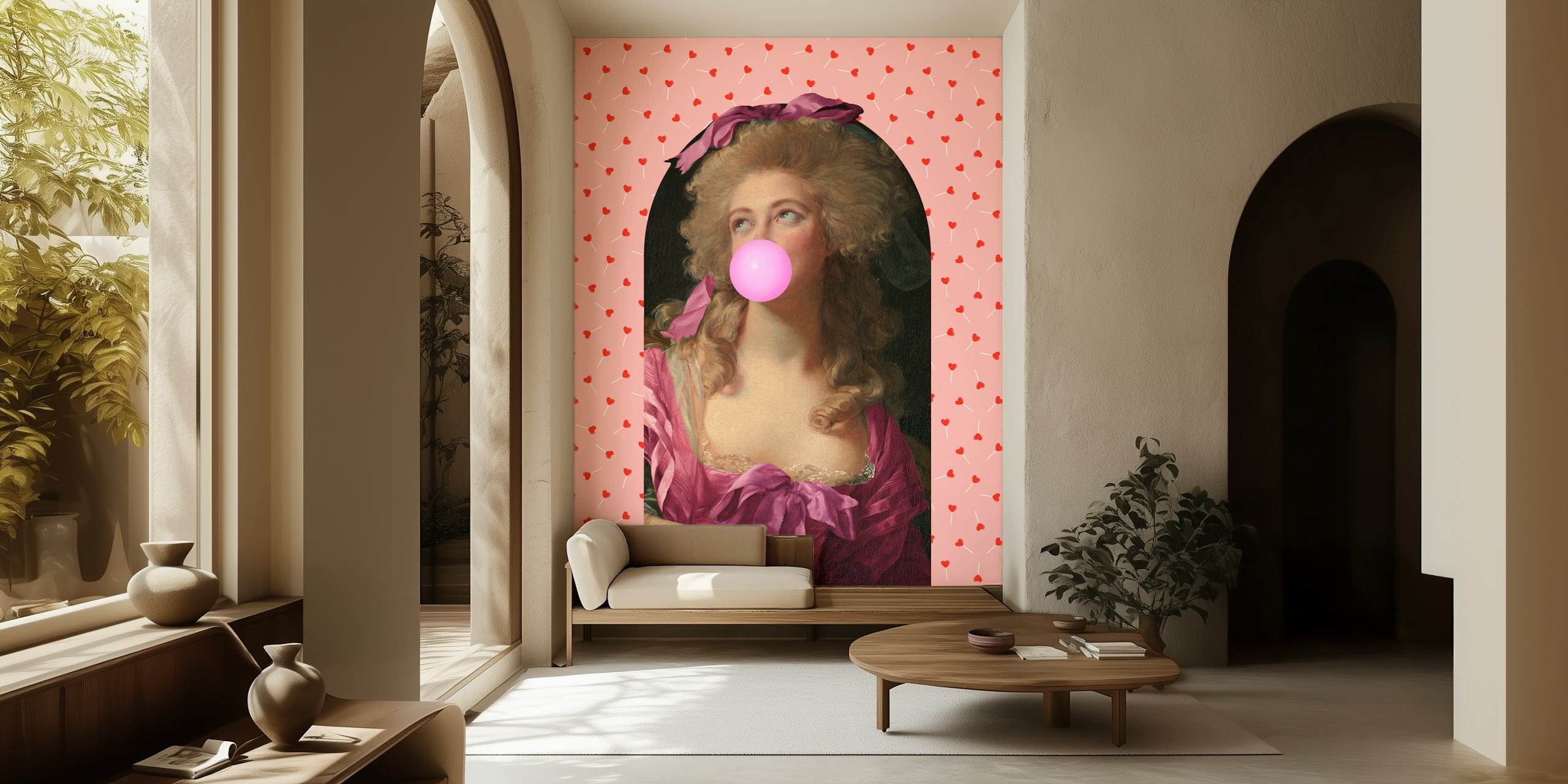 Ταπετσαρία Vintage Pop Art Lady σε ένα δωμάτιο