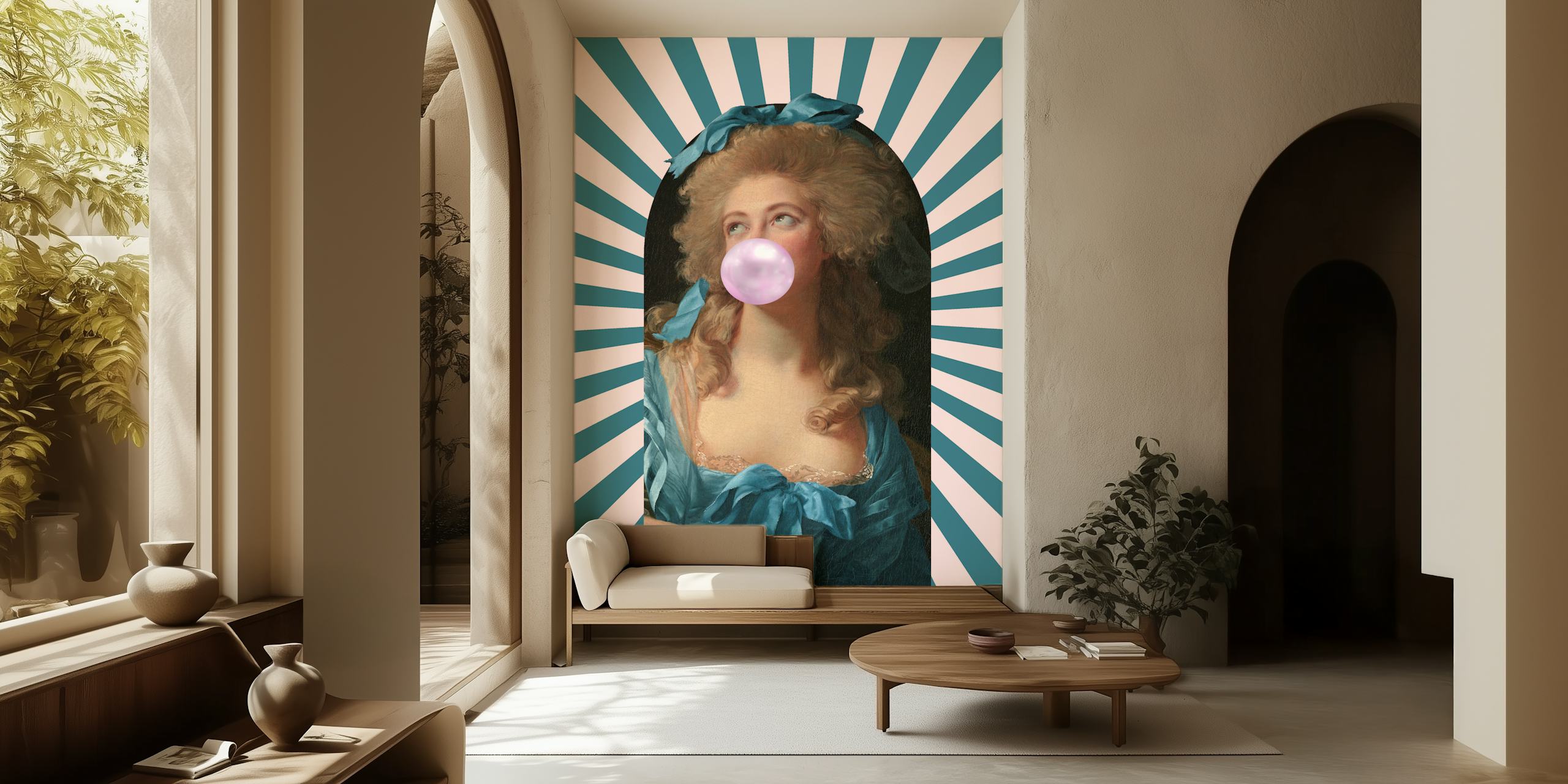 Vintage Bubblegum Delight wallpaper in a room