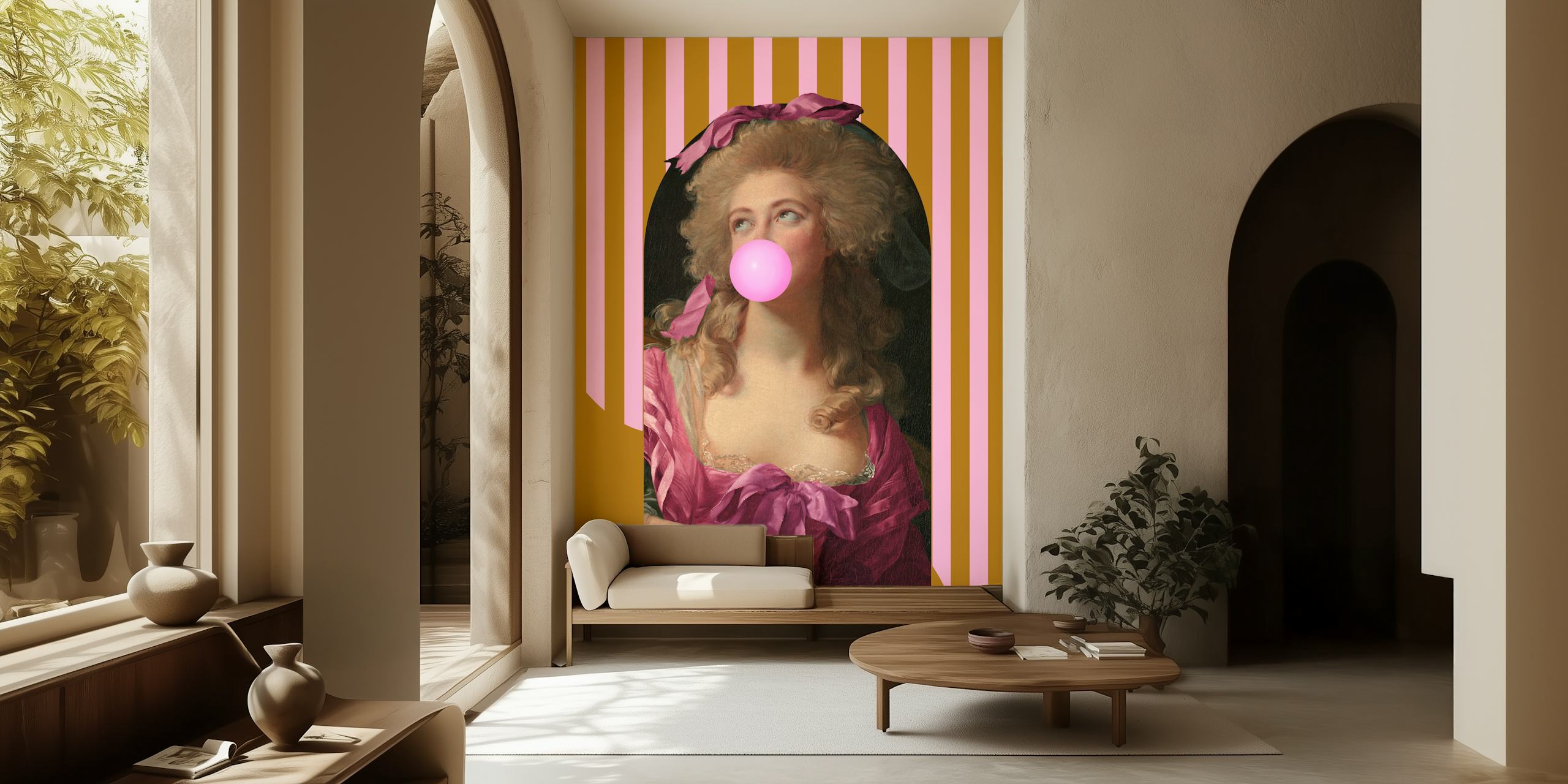 Retro Royal Chic-Tapete in einem stilvollen Raum