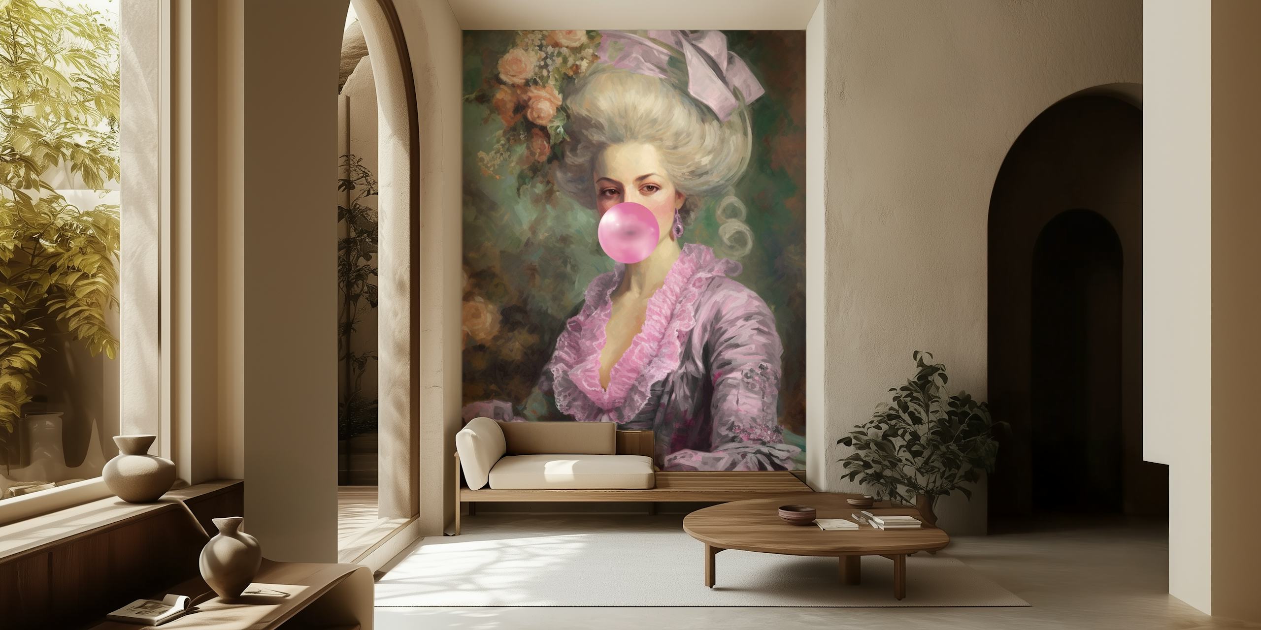 Wzór tapety Vintage Marie Antoinette w pokoju