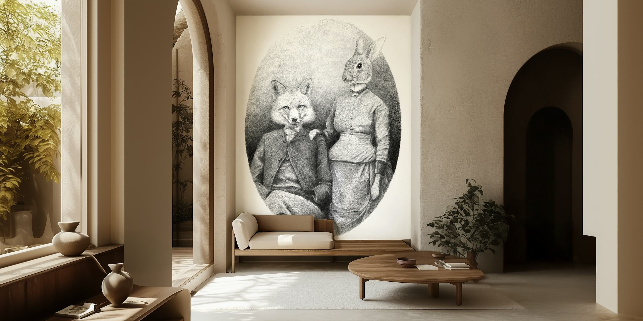 The Foxes -tapetti, joka näkyy huoneessa