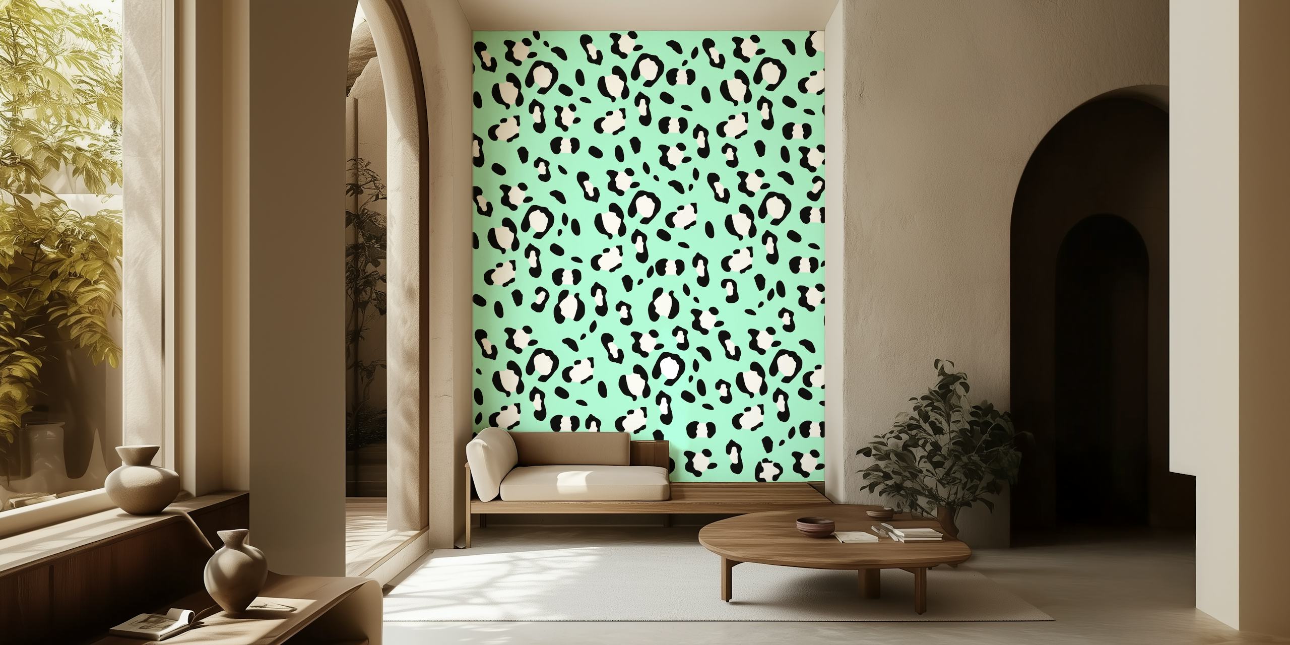Leopard animal print behang in een kamer