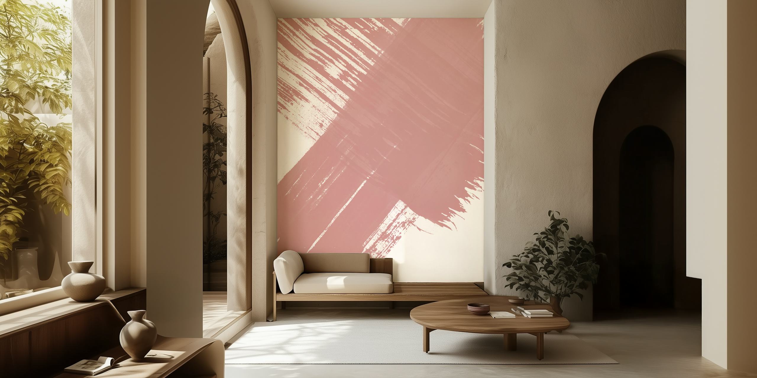 Muted Rose Brush Strokes tapet i et rom