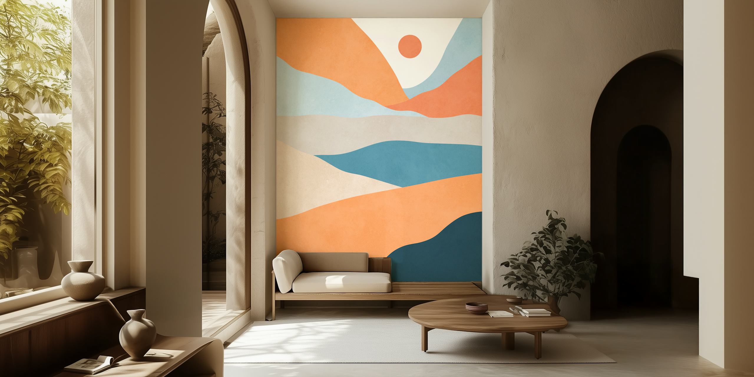 Design de papel de parede Abstract Sunset Over Hills
